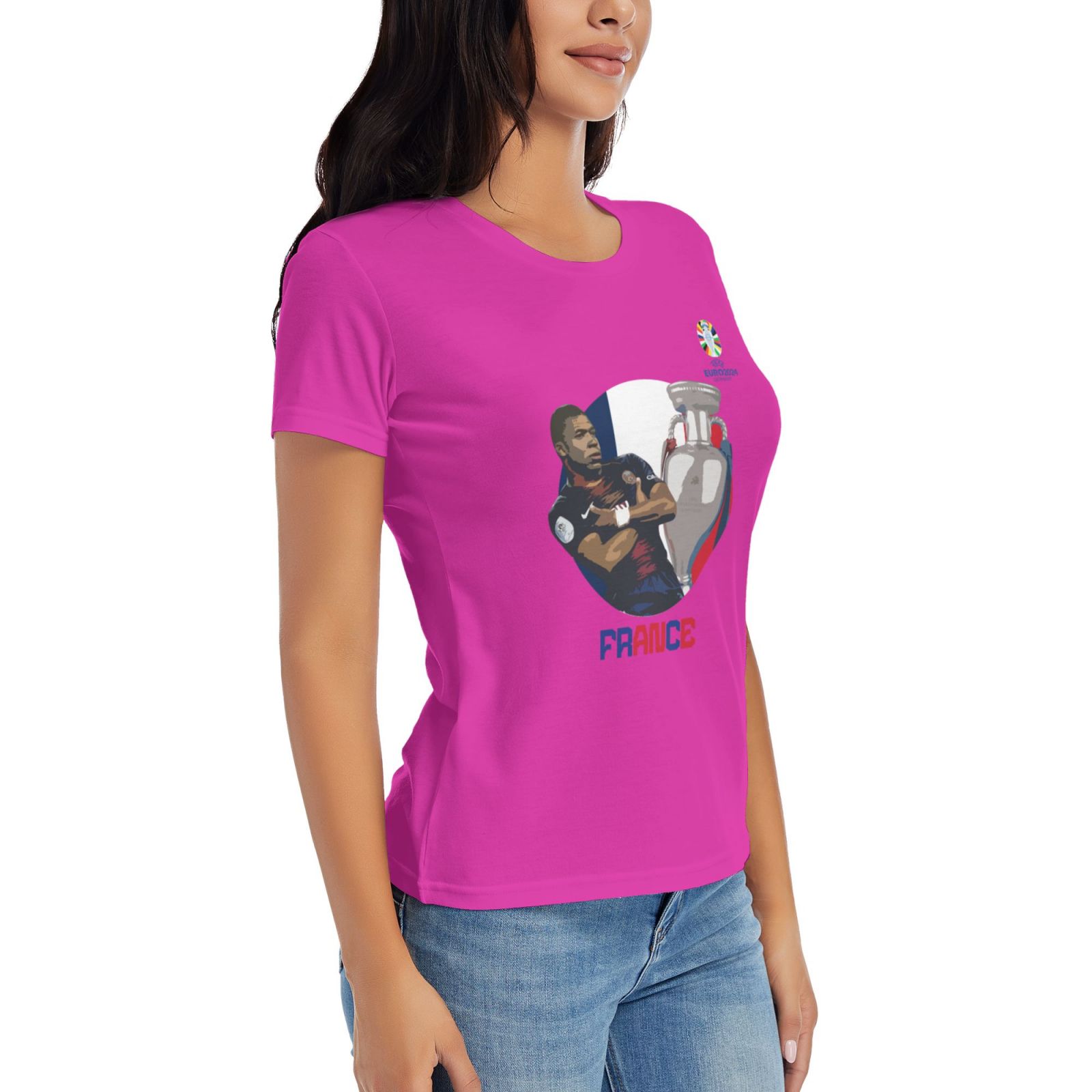 Women's France EURO 2024 Basic Short Sleeve T-Shirt WBT1730 - Soccerfana