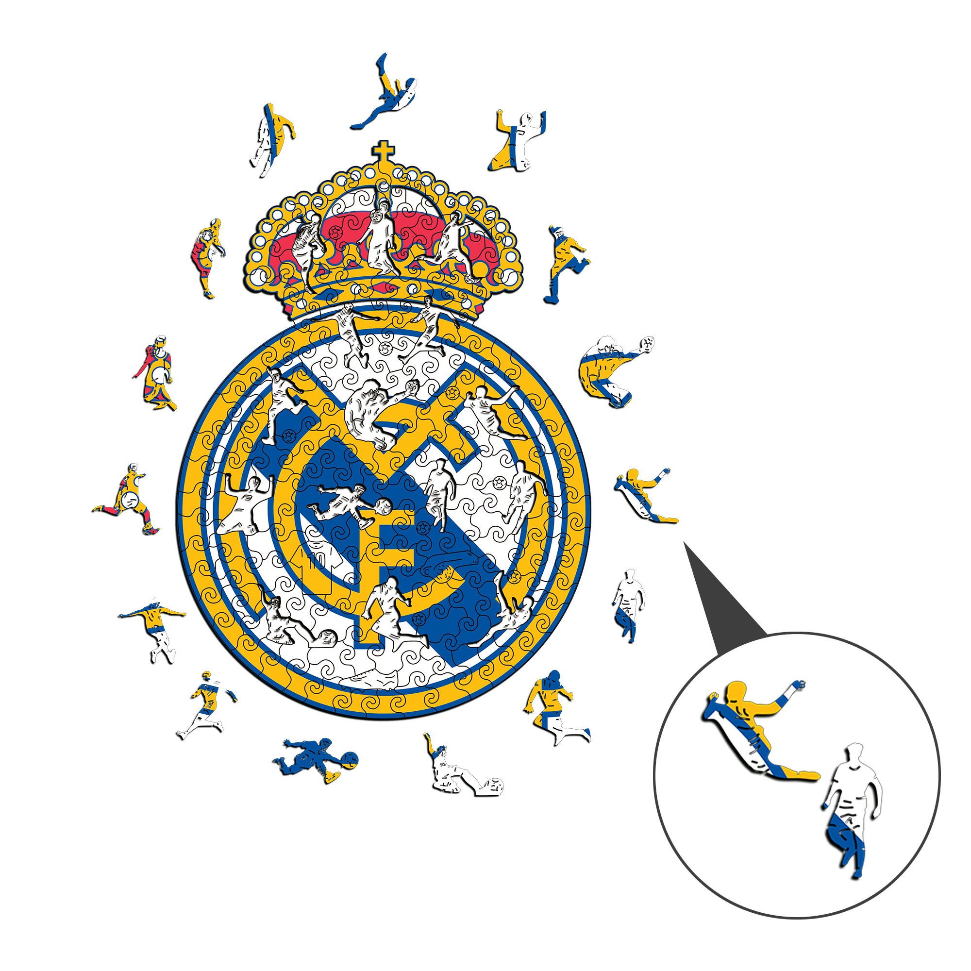 Real Madrid Logo Wooden Jigsaw Puzzle - Soccerfana