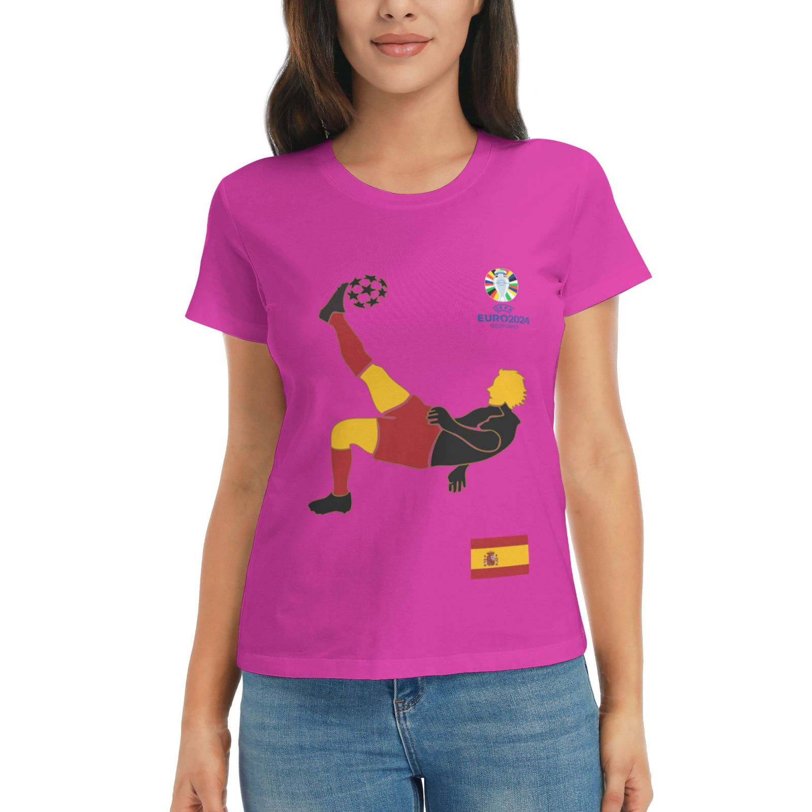 Women's Spain EURO 2024 Basic Short Sleeve T-Shirt WBT1725 - Soccerfana
