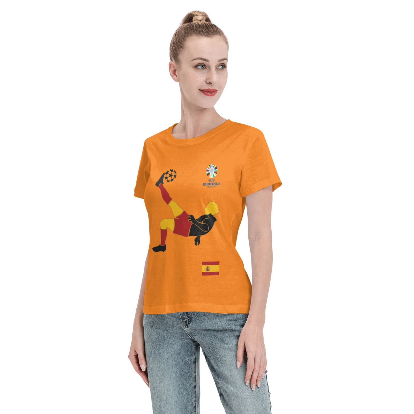 Women's Spain EURO 2024 Basic Short Sleeve T-Shirt WBT1725 - Soccerfana