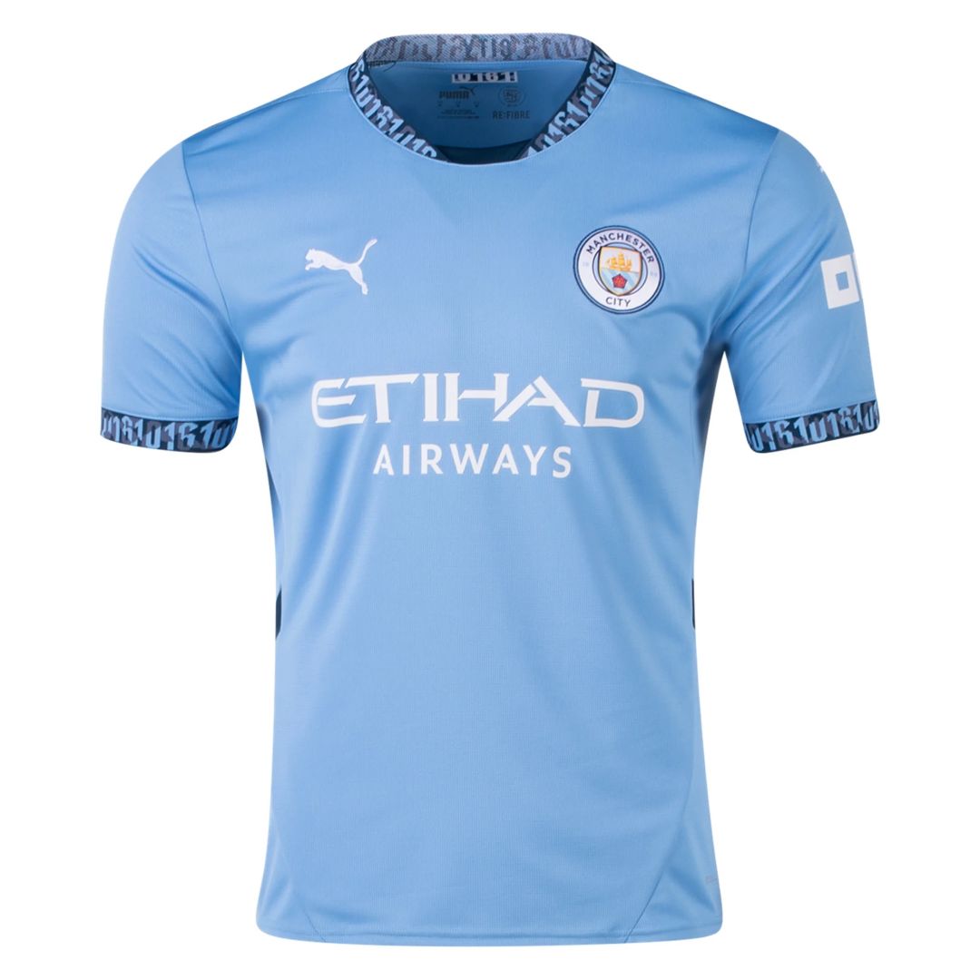 Manchester City Home Jersey With CHAMPIONS 24 Printing 24/25 - Soccerfana