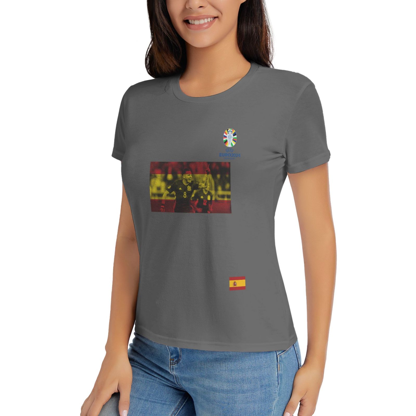 Women's Spain EURO 2024 Basic Short Sleeve T-Shirt WBT1740 - Soccerfana