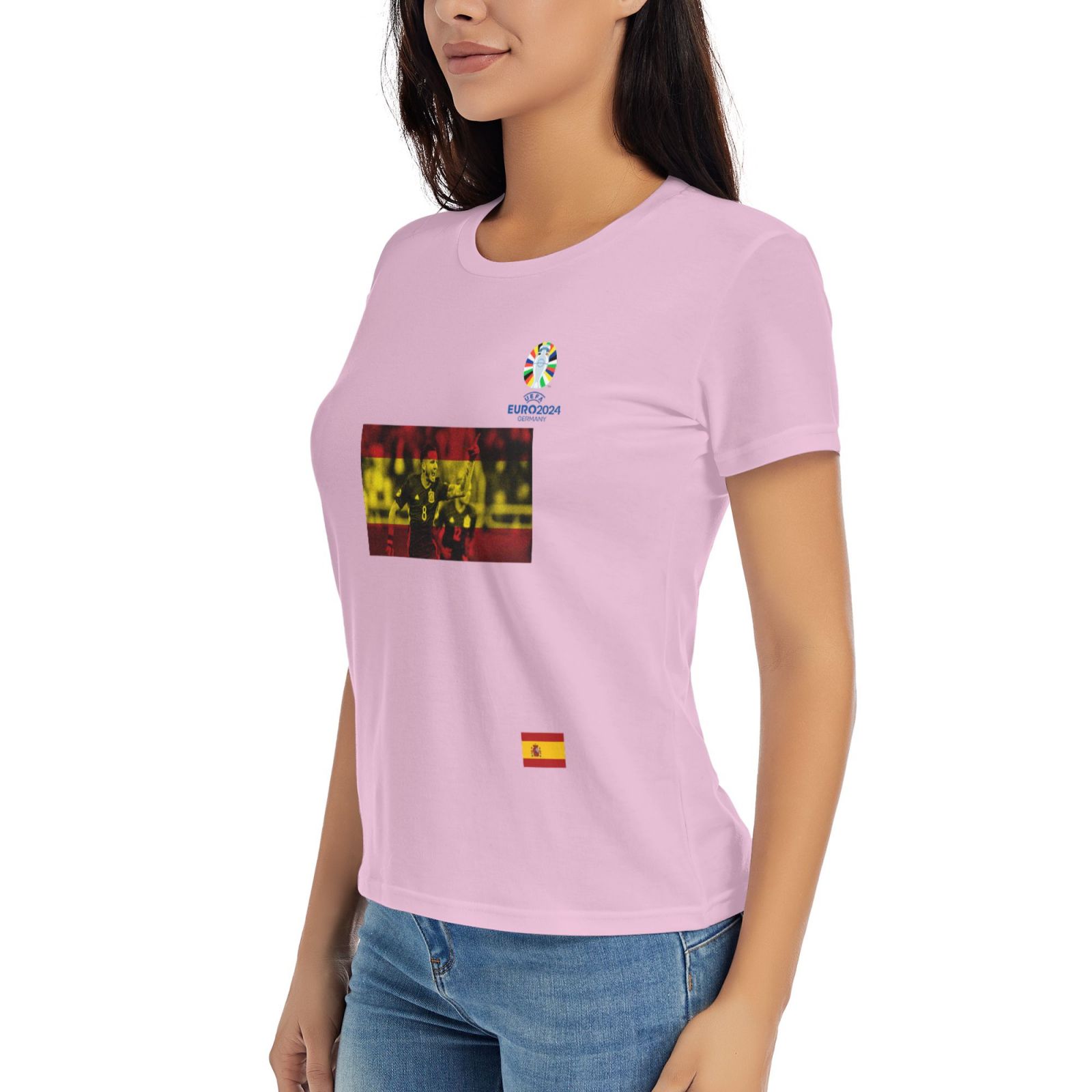 Women's Spain EURO 2024 Basic Short Sleeve T-Shirt WBT1740 - Soccerfana