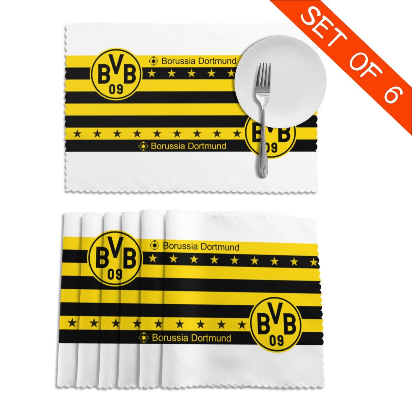 Borussia Dortmund Placemat Set Of 6 PFD2280 - Soccerfana