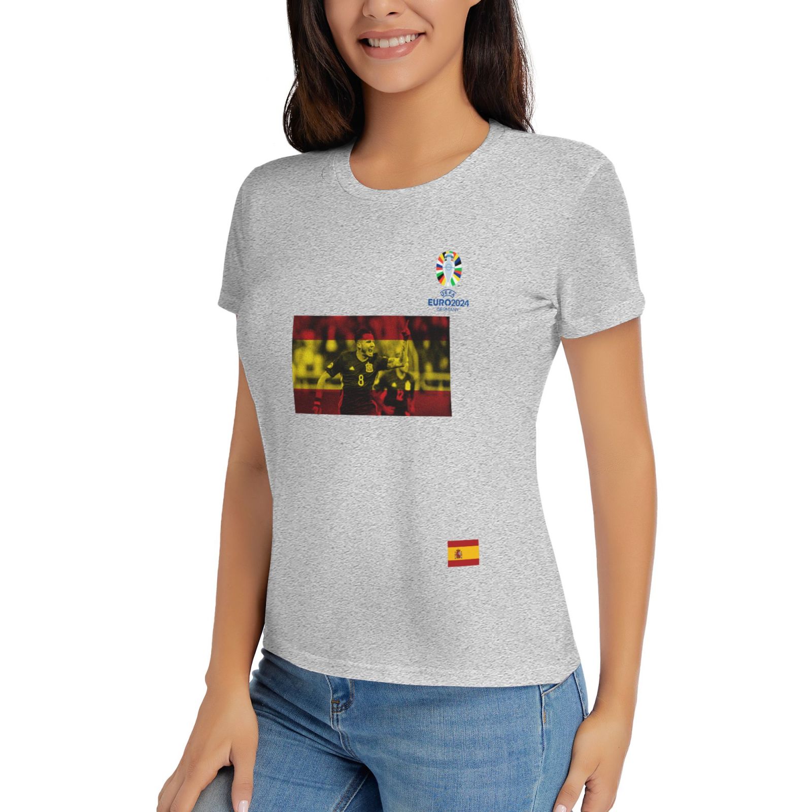 Women's Spain EURO 2024 Basic Short Sleeve T-Shirt WBT1740 - Soccerfana