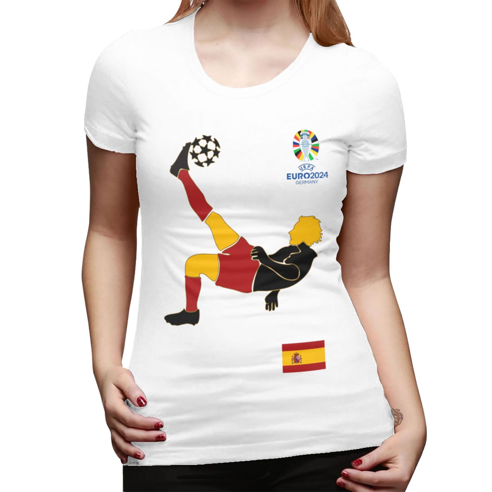 Women's Spain EURO 2024 Basic Short Sleeve T-Shirt WBT1725 - Soccerfana