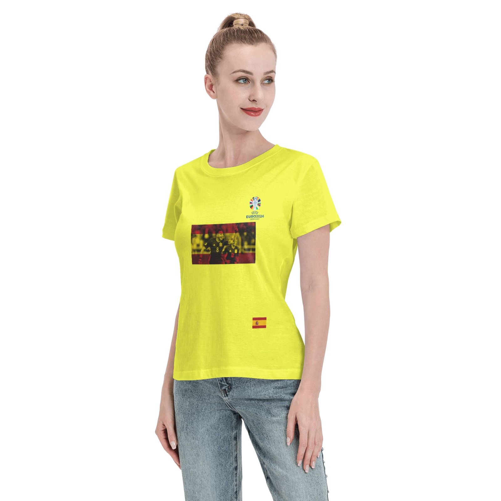 Women's Spain EURO 2024 Basic Short Sleeve T-Shirt WBT1740 - Soccerfana