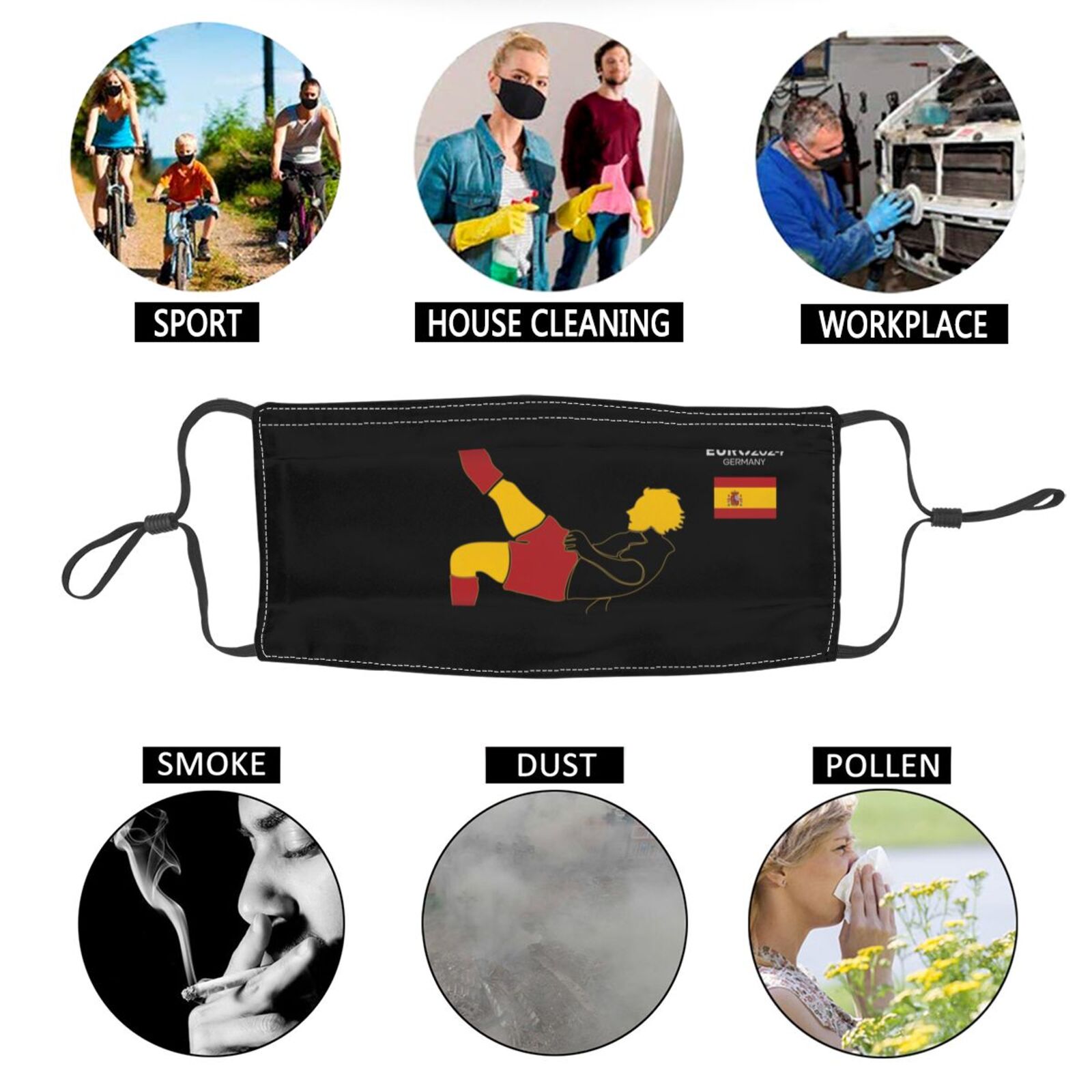 Spain EURO 2024 Adult Dust Mask DMK1728 - Soccerfana