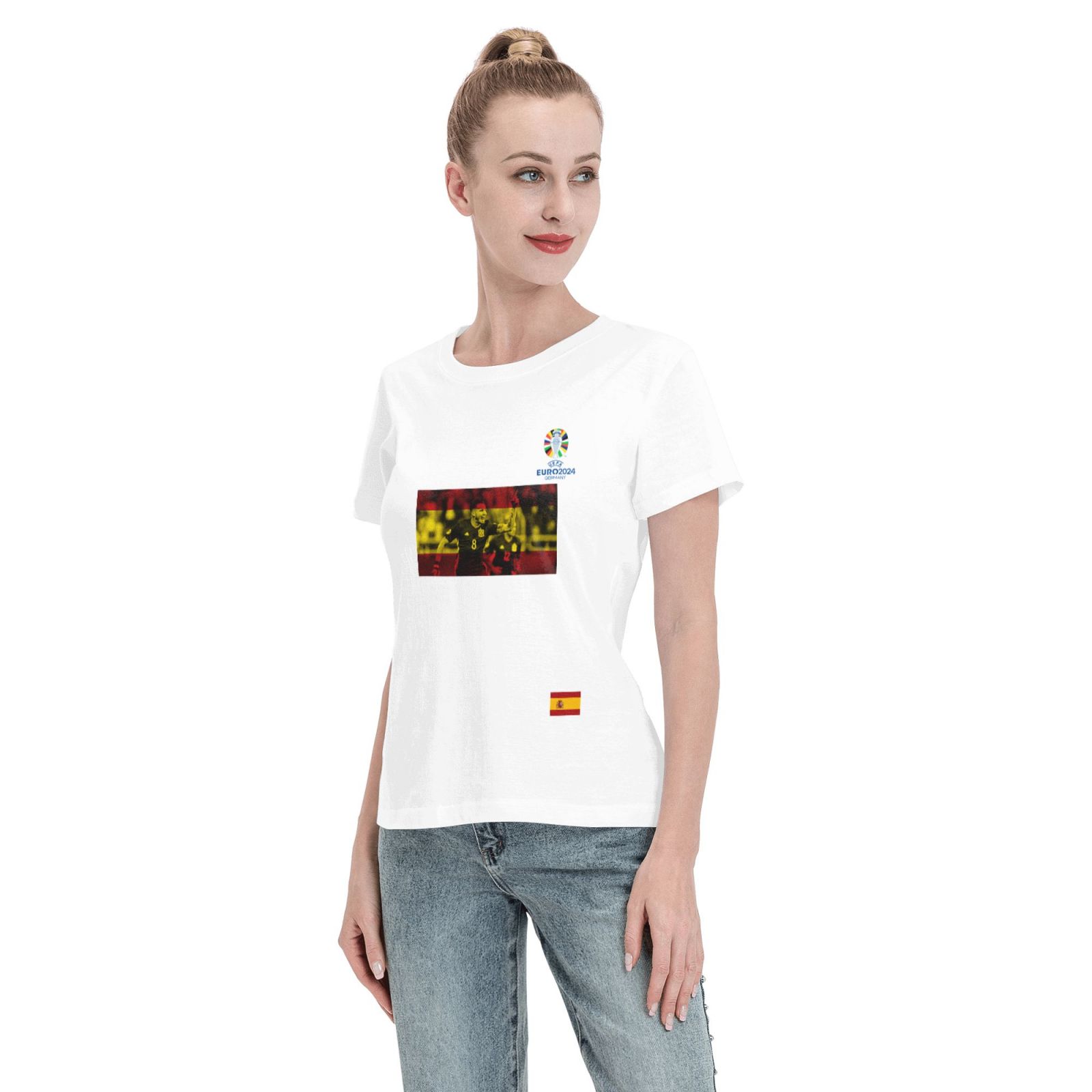 Women's Spain EURO 2024 Basic Short Sleeve T-Shirt WBT1740 - Soccerfana