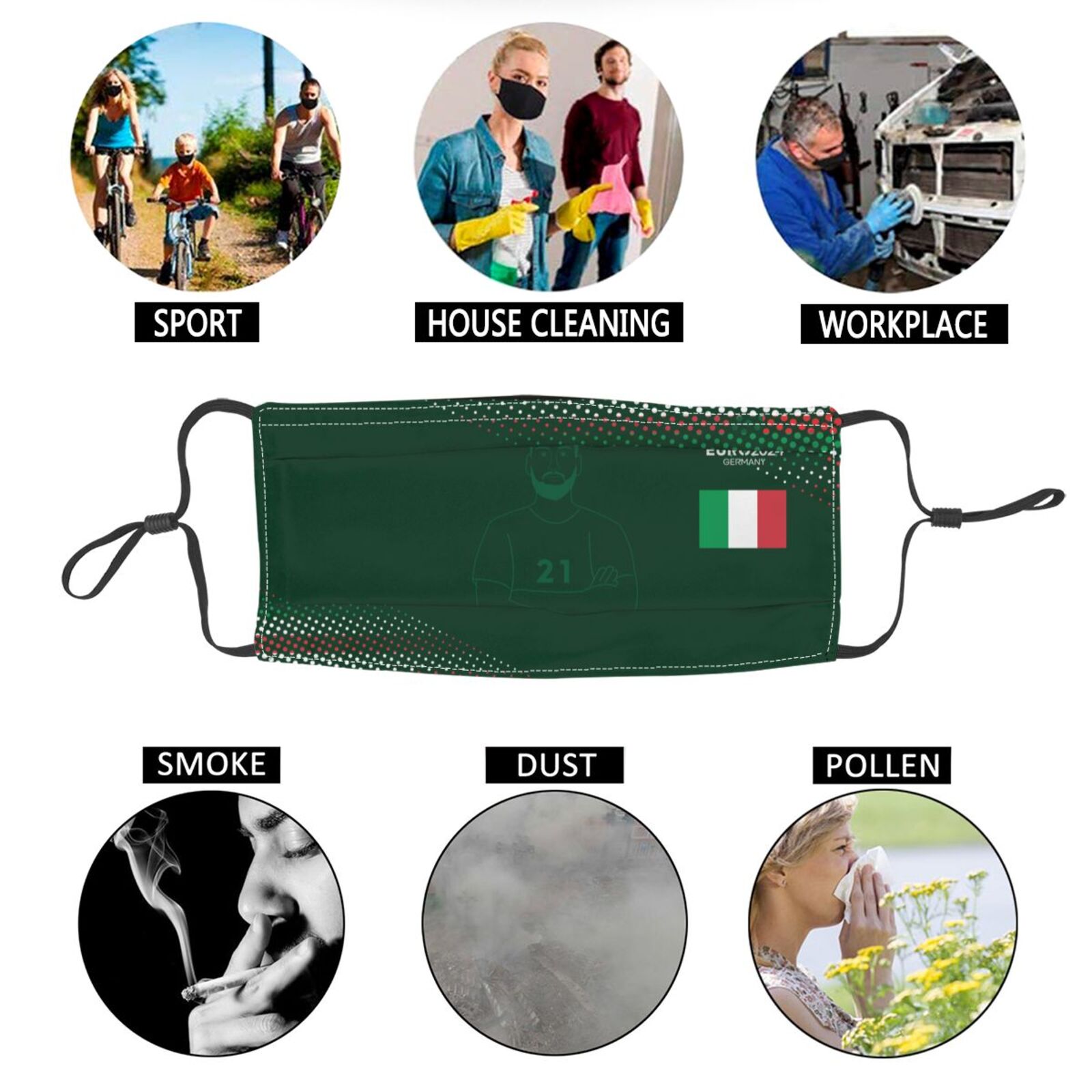 Italy EURO 2024 Adult Dust Mask DMK1747 - Soccerfana