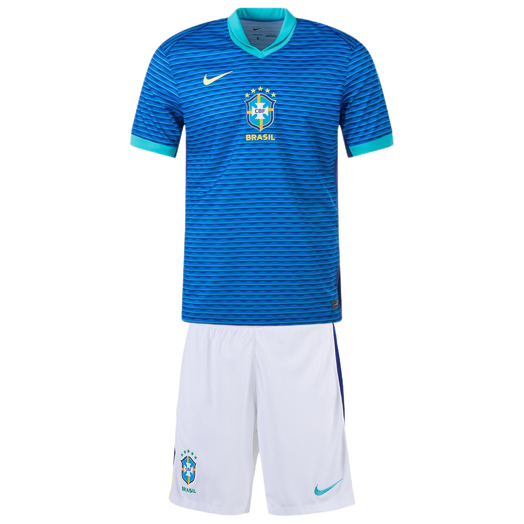 Kid's Brazil Away Jersey+Shorts Copa America 2024 - Soccerfana