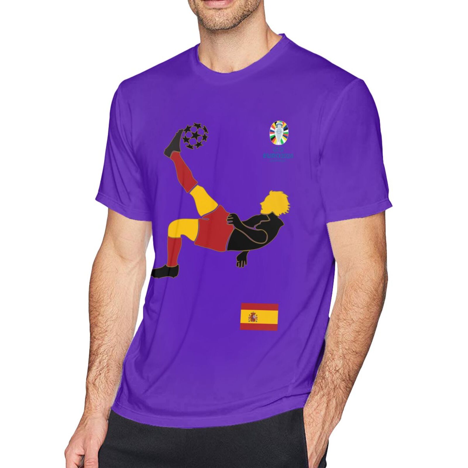 Men's Spain EURO 2024 Basic Short Sleeve T-Shirt BST1724 - Soccerfana