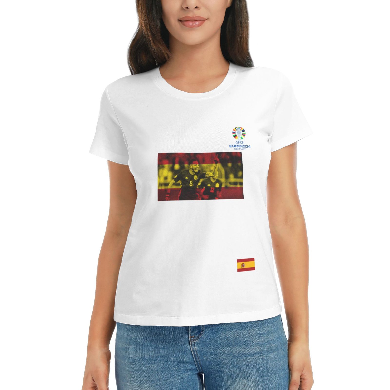 Women's Spain EURO 2024 Basic Short Sleeve T-Shirt WBT1740 - Soccerfana