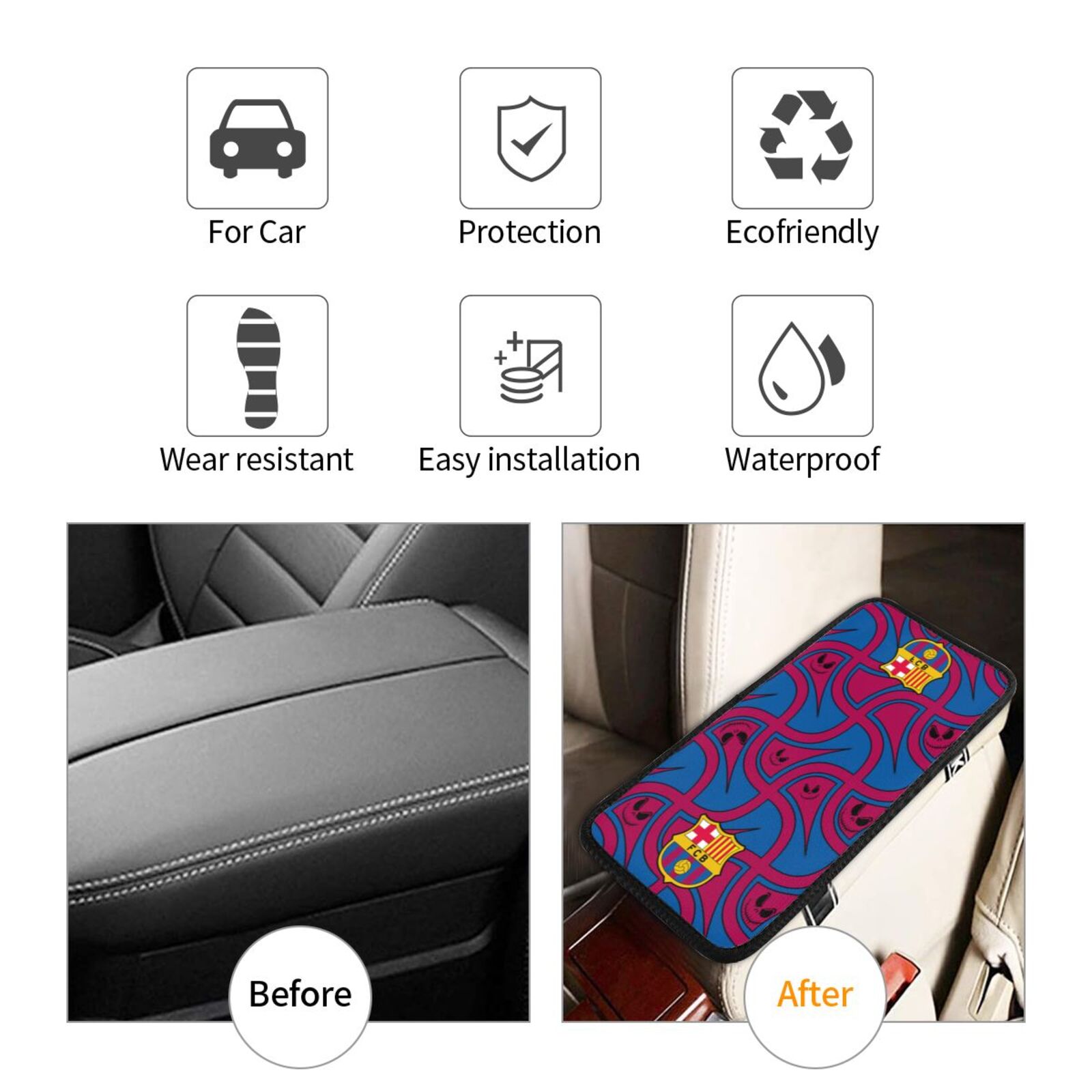 Barcelona Car Handrail Box Cushion CHC2690 - Soccerfana