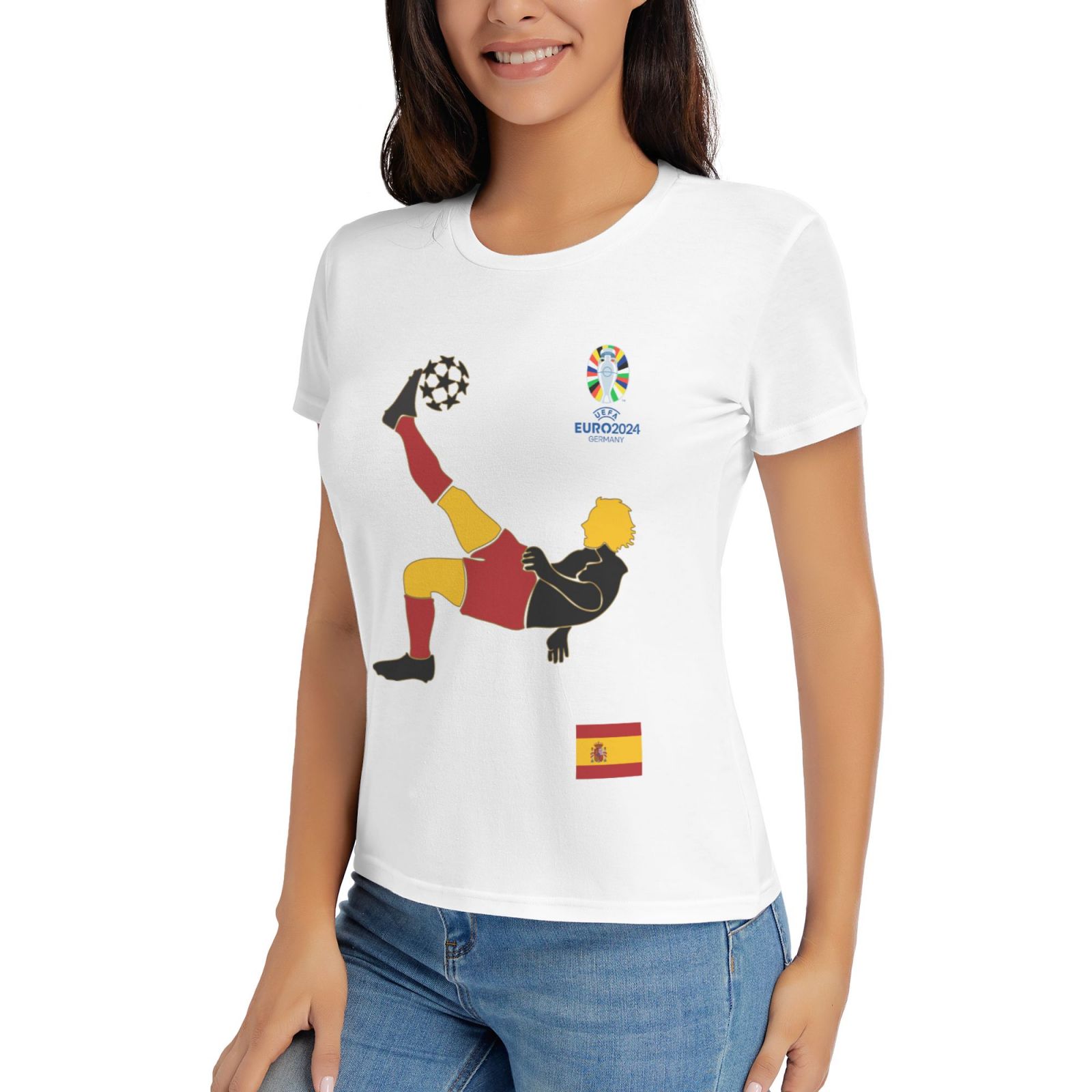 Women's Spain EURO 2024 Basic Short Sleeve T-Shirt WBT1725 - Soccerfana
