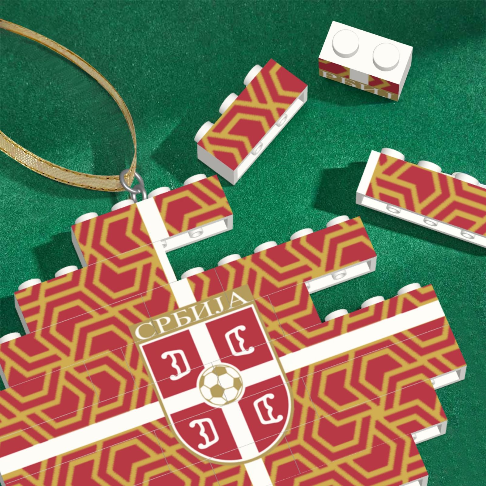 Serbia Building Block Puzzle Ornament BBP1999 - Soccerfana