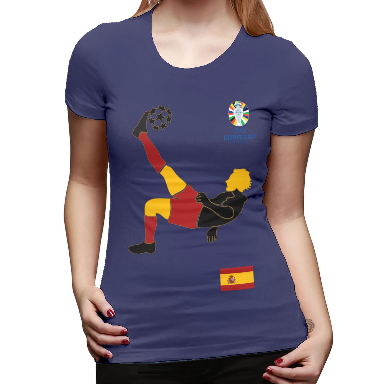 Women's Spain EURO 2024 Basic Short Sleeve T-Shirt WBT1725 - Soccerfana