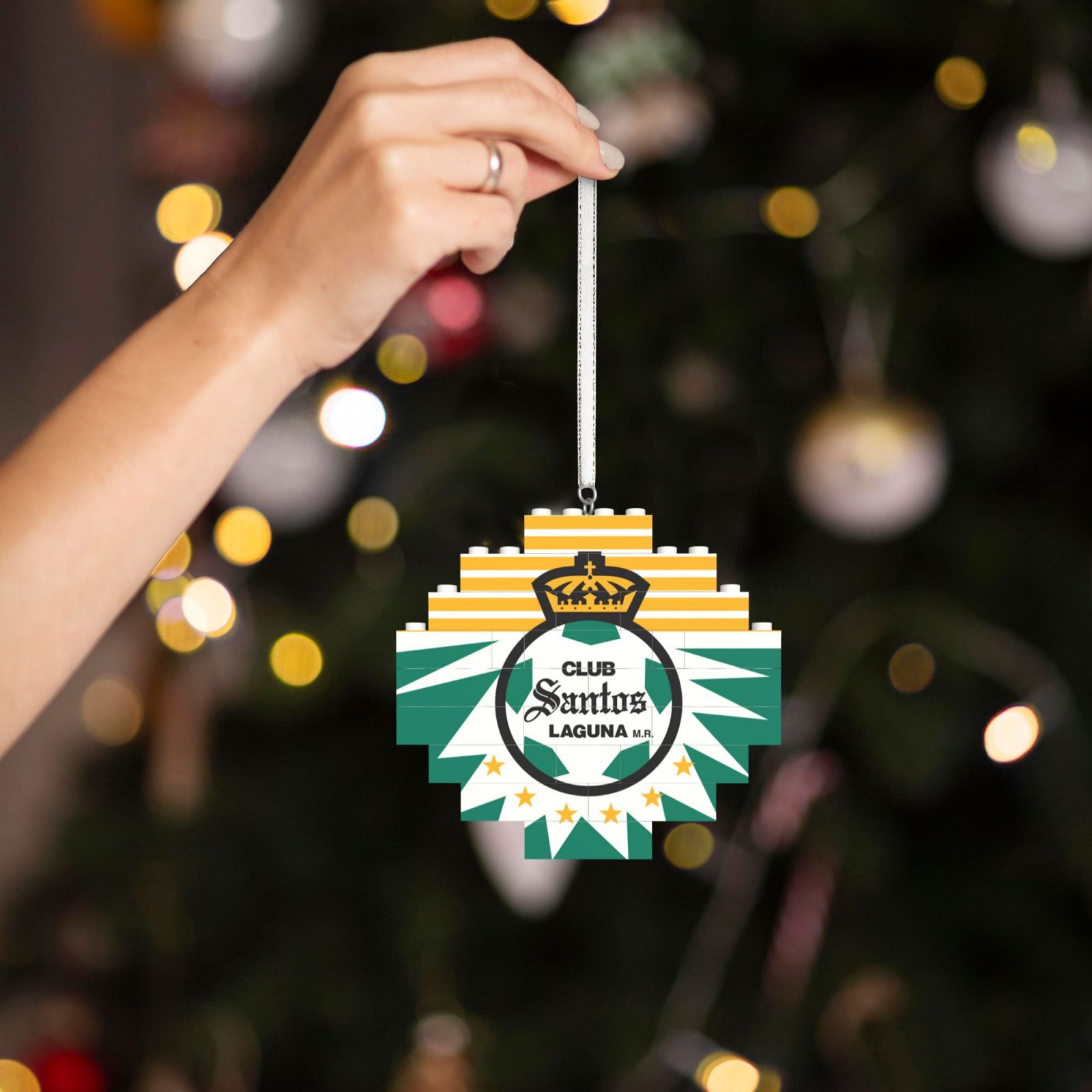 Santos Laguna Building Block Puzzle Ornament BBP2196 - Soccerfana