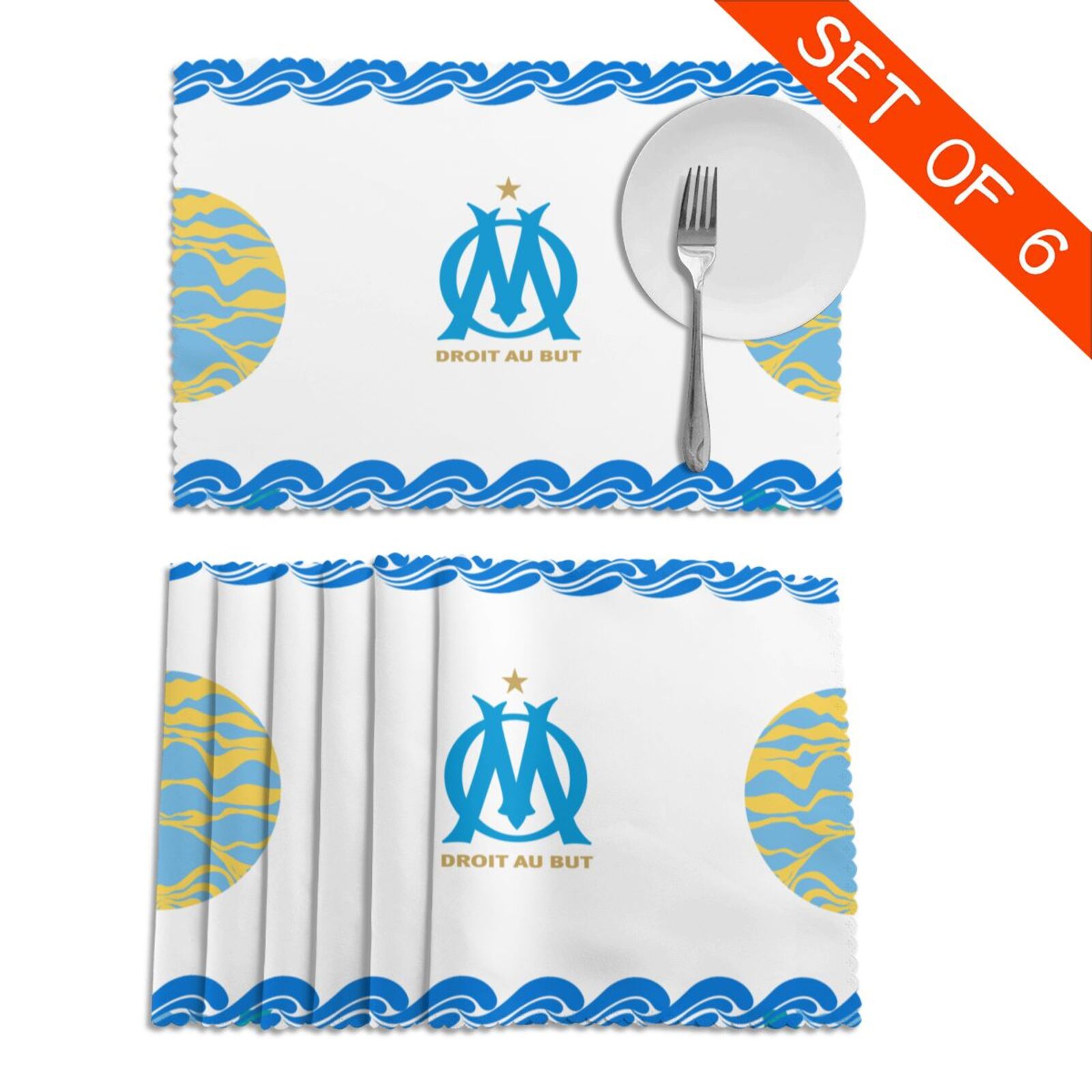 Olympique Marseille Placemat Set Of 6 PFD2272 - Soccerfana