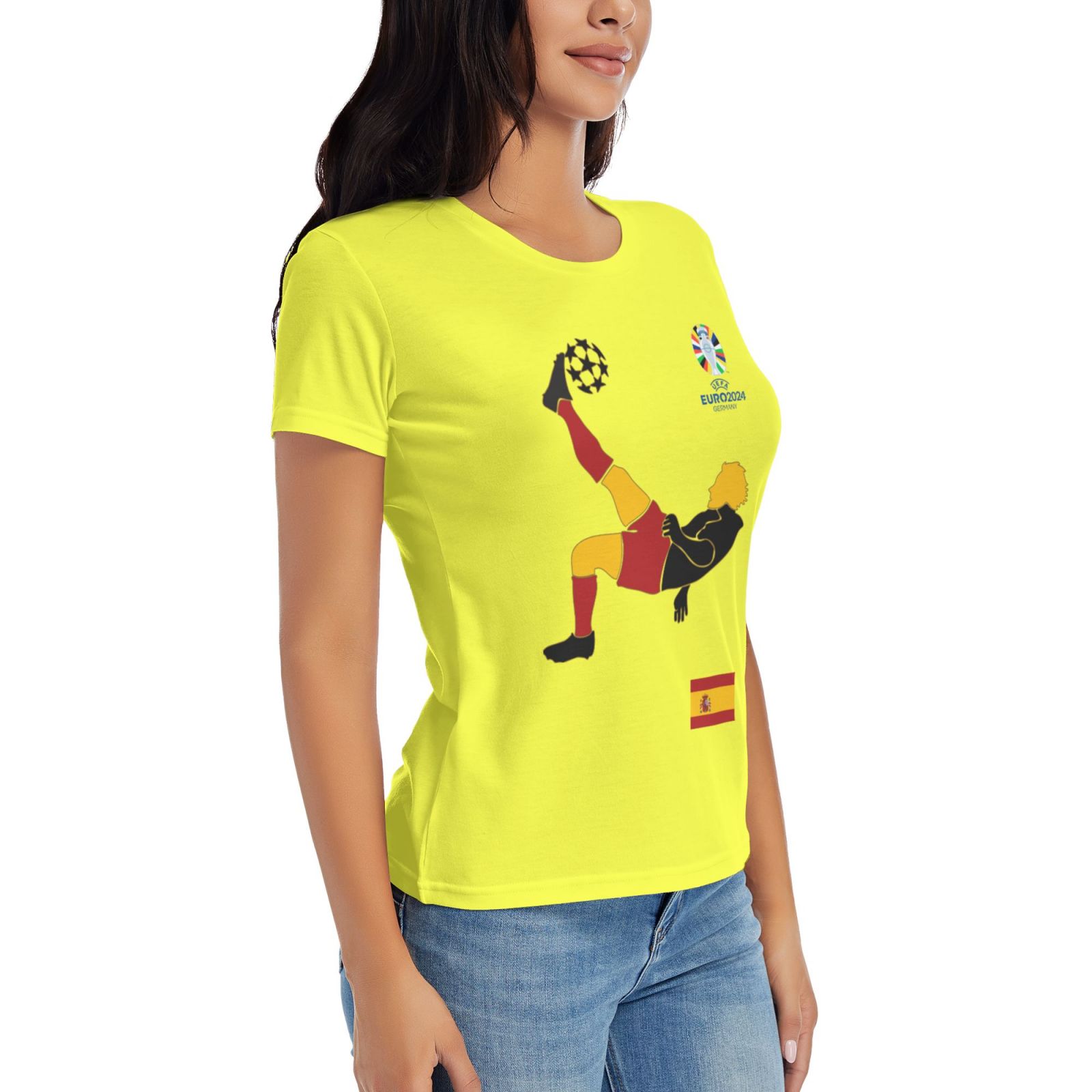 Women's Spain EURO 2024 Basic Short Sleeve T-Shirt WBT1725 - Soccerfana