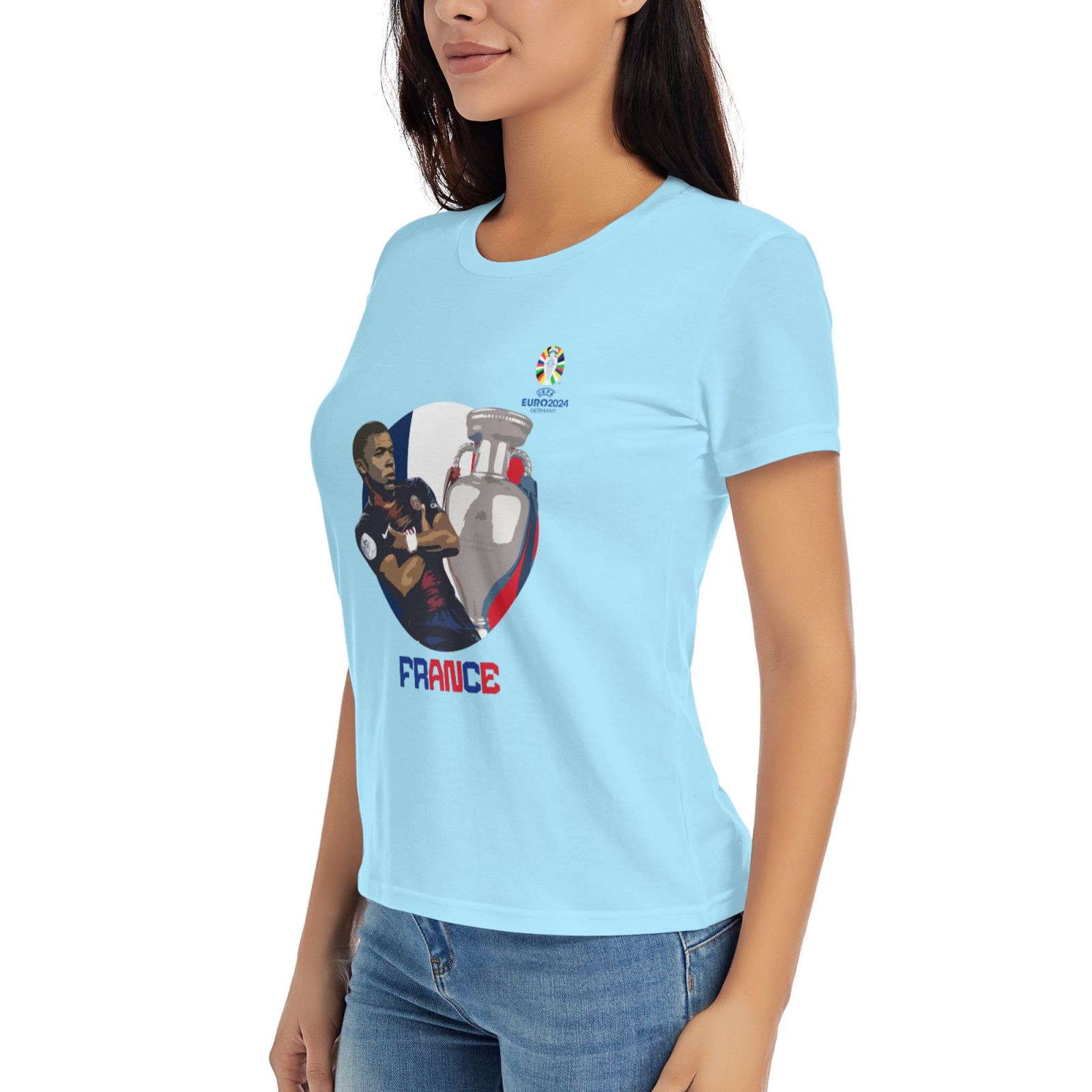 Women's France EURO 2024 Basic Short Sleeve T-Shirt WBT1730 - Soccerfana