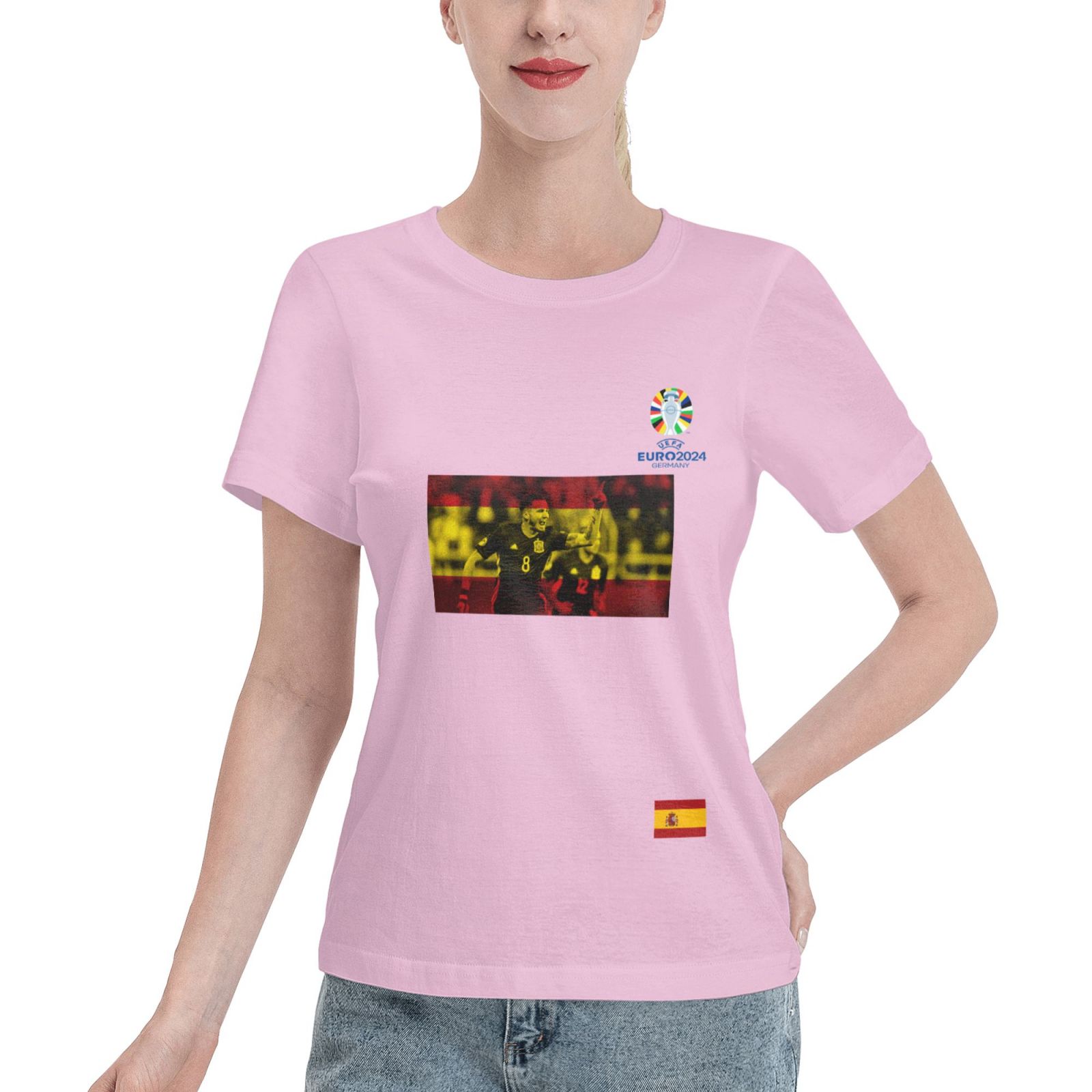 Women's Spain EURO 2024 Basic Short Sleeve T-Shirt WBT1740 - Soccerfana