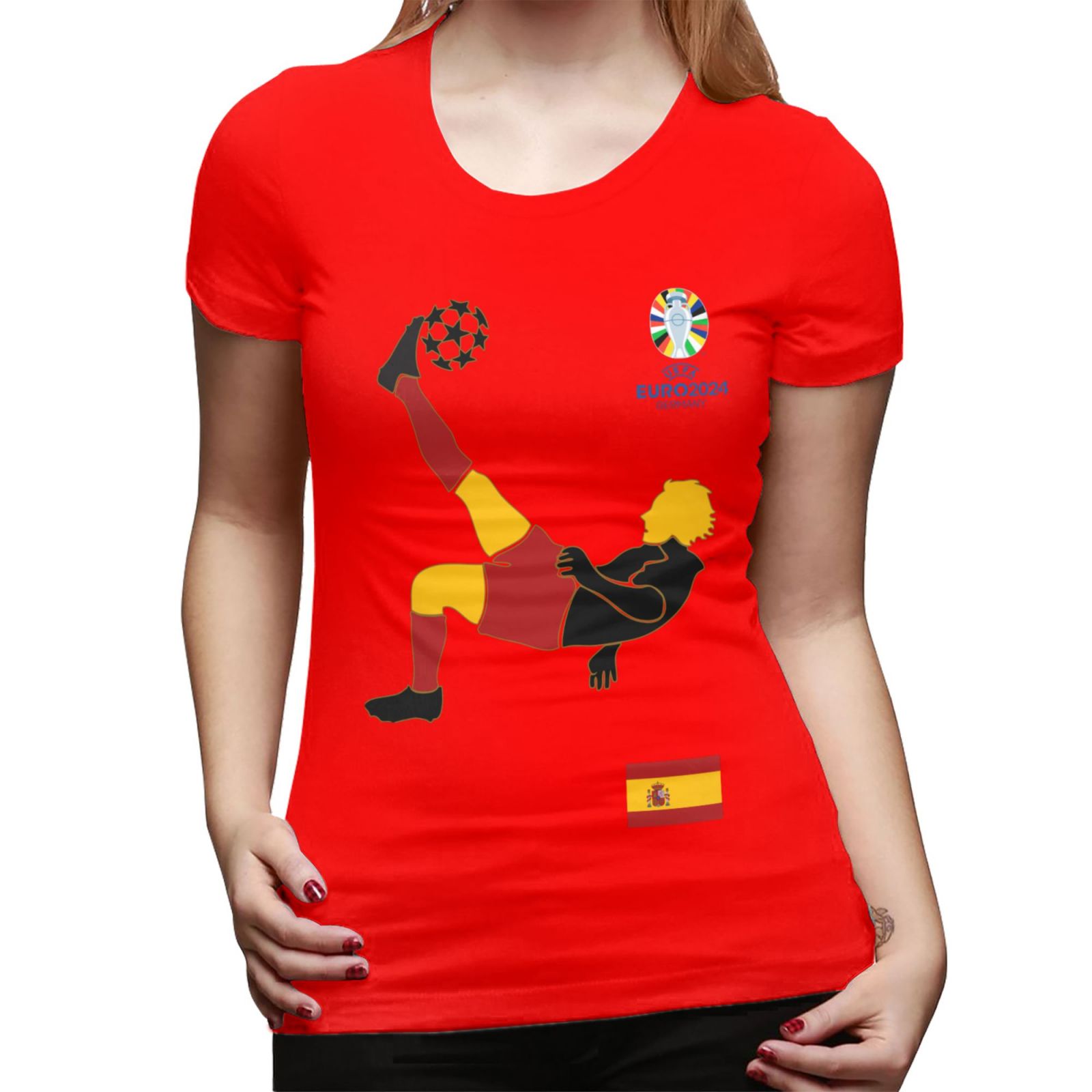 Women's Spain EURO 2024 Basic Short Sleeve T-Shirt WBT1725 - Soccerfana