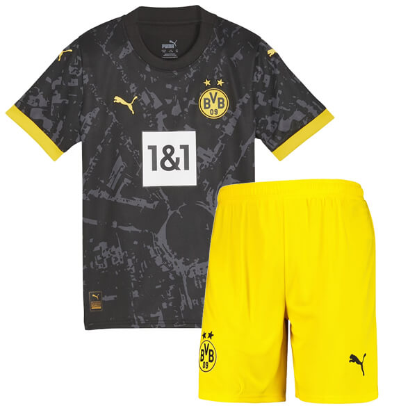Kid's Borussia Dortmund Away Jersey+Shorts 23/24 - Soccerfana