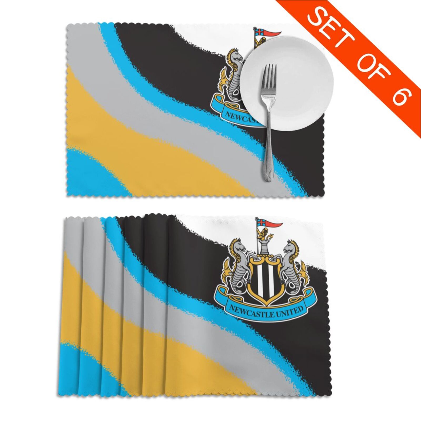 Newcastle United Placemat Set Of 6 PFD2051 - Soccerfana