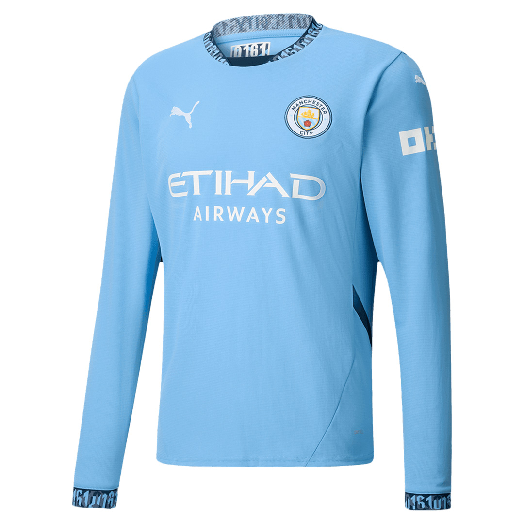 Manchester City Home Long Sleeve Jersey 2024/25 - Soccerfana