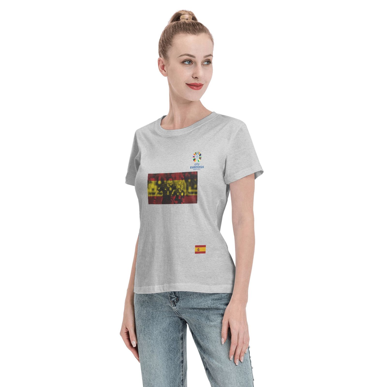 Women's Spain EURO 2024 Basic Short Sleeve T-Shirt WBT1740 - Soccerfana