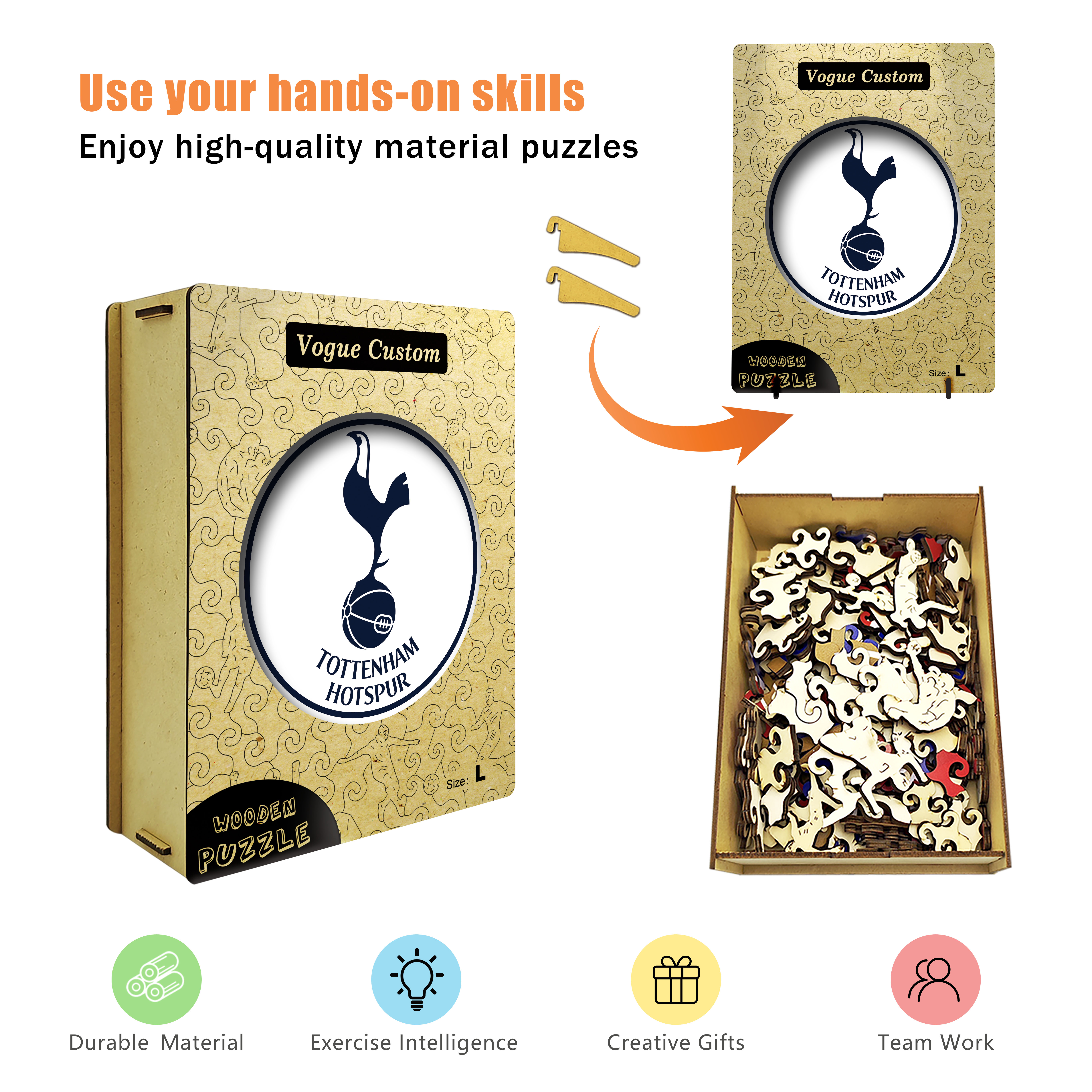 Tottenham Hotspur Logo Wooden Jigsaw Puzzle - Soccerfana