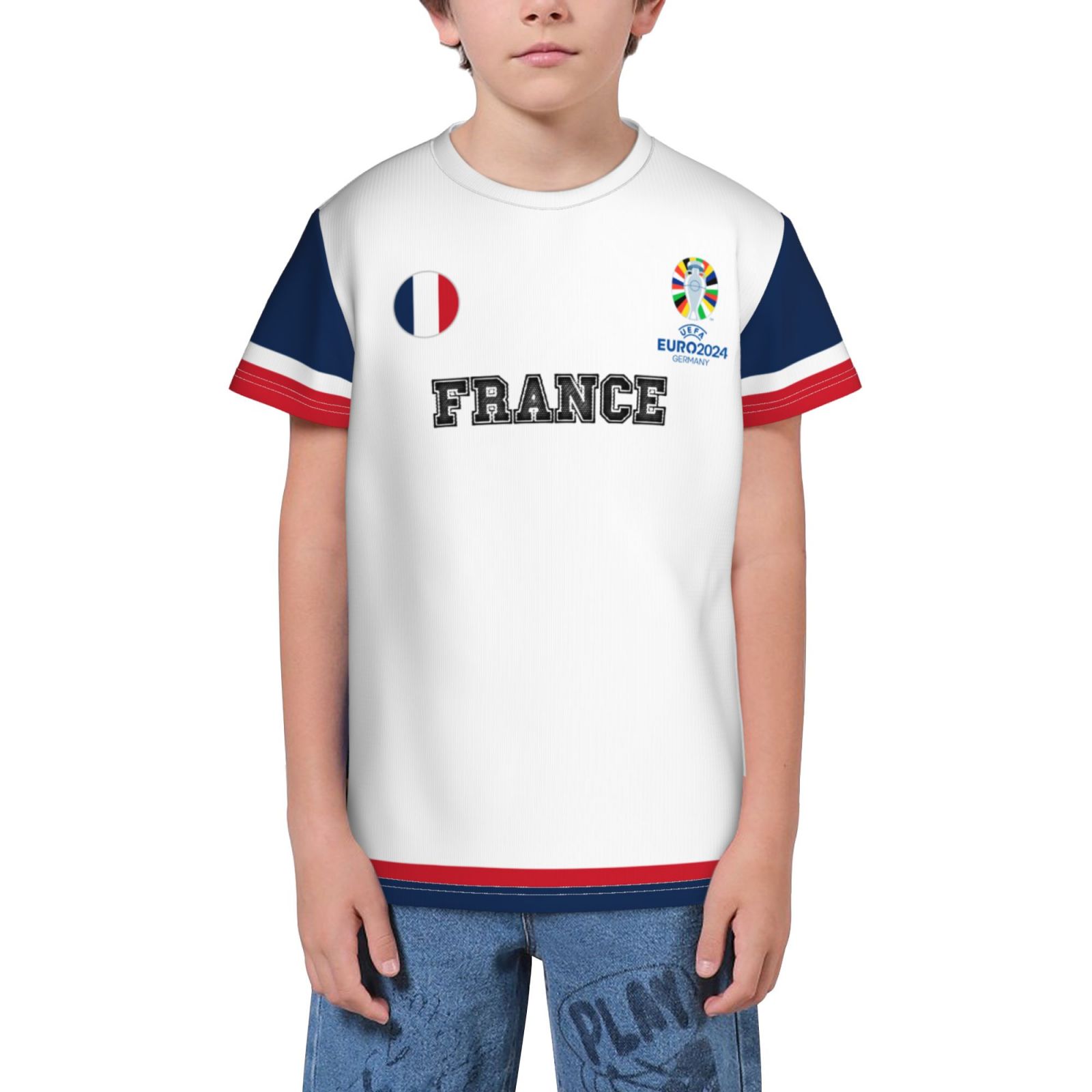 Kid's France EURO 2024 Youth Short Sleeve T-Shirt YST1701 - Soccerfana