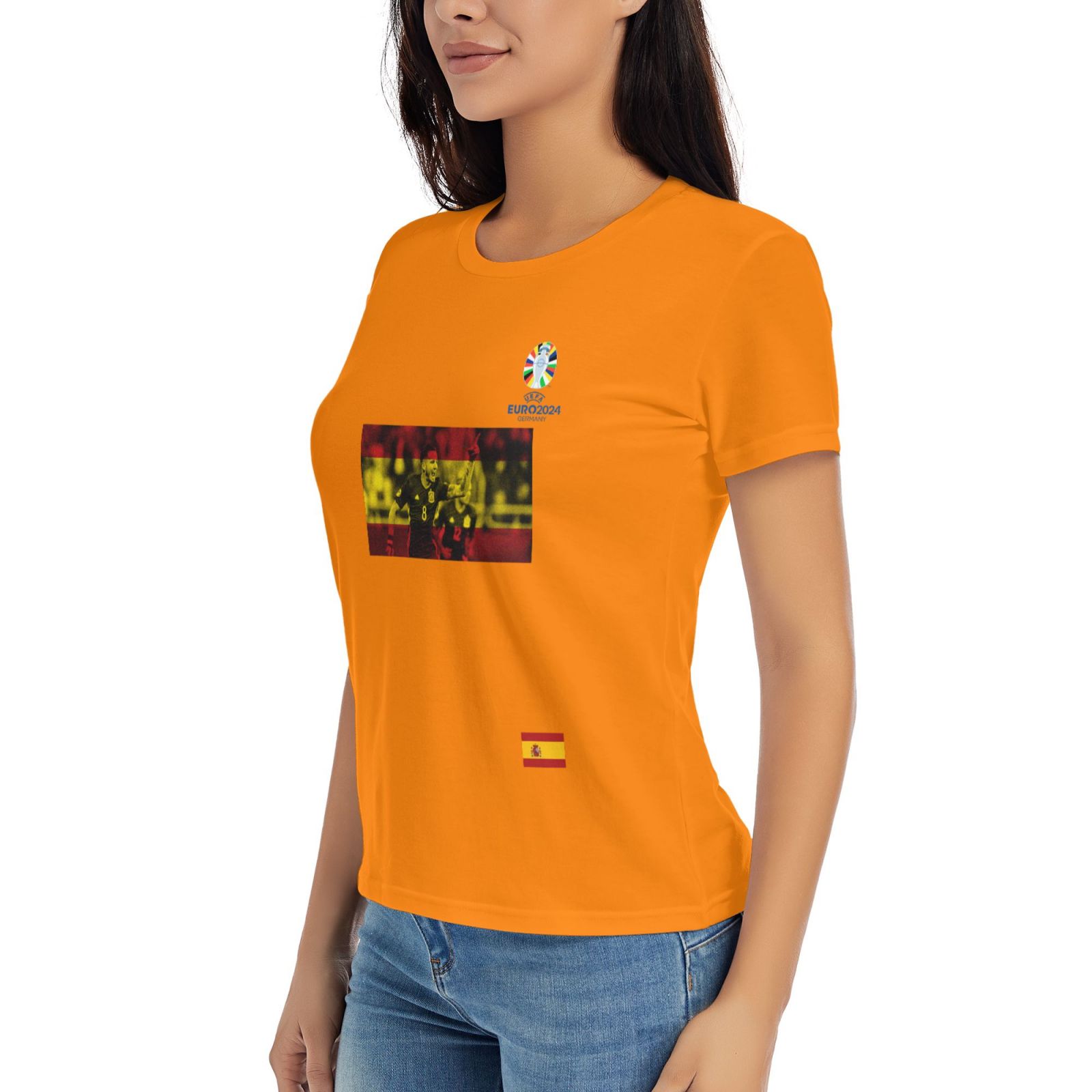 Women's Spain EURO 2024 Basic Short Sleeve T-Shirt WBT1740 - Soccerfana