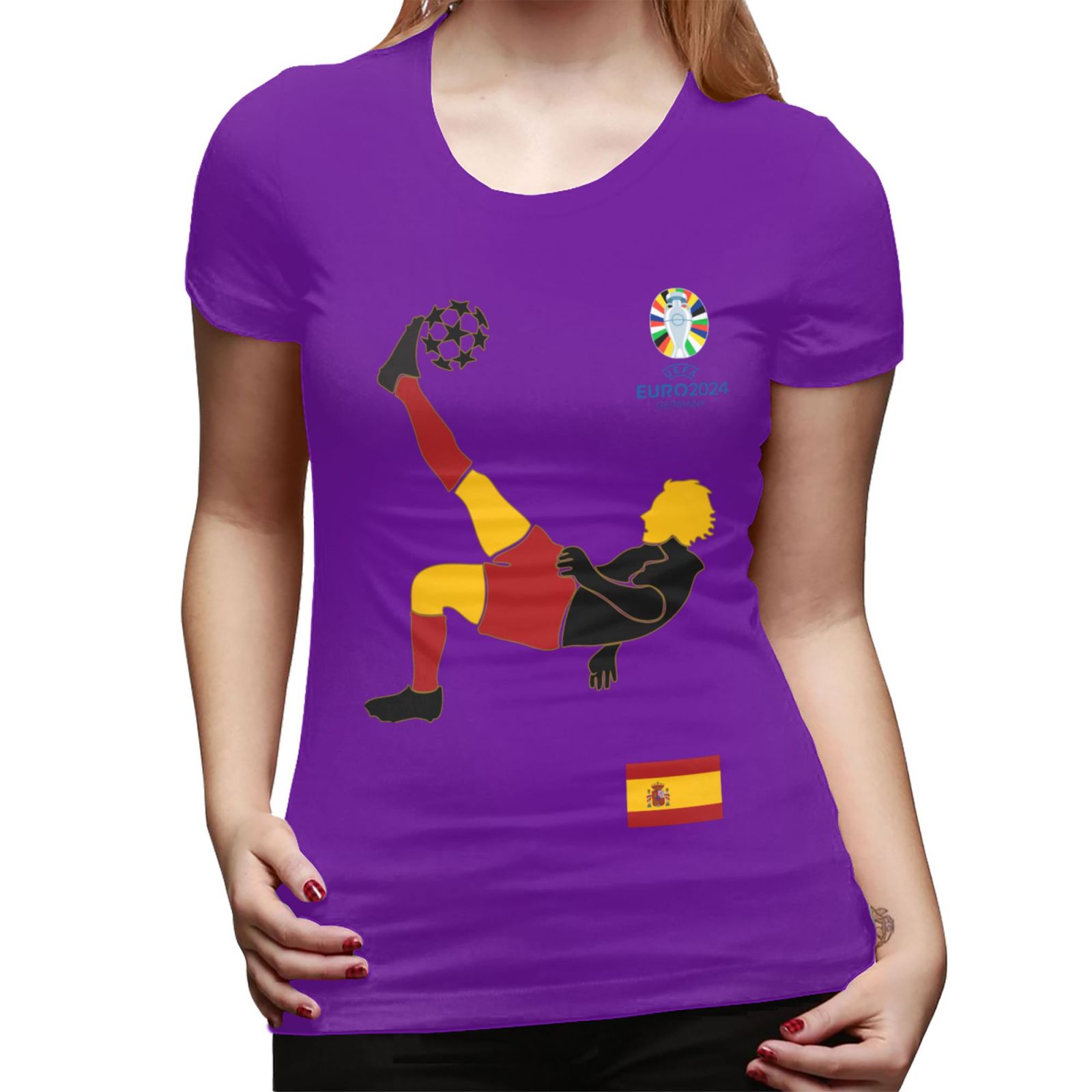 Women's Spain EURO 2024 Basic Short Sleeve T-Shirt WBT1725 - Soccerfana