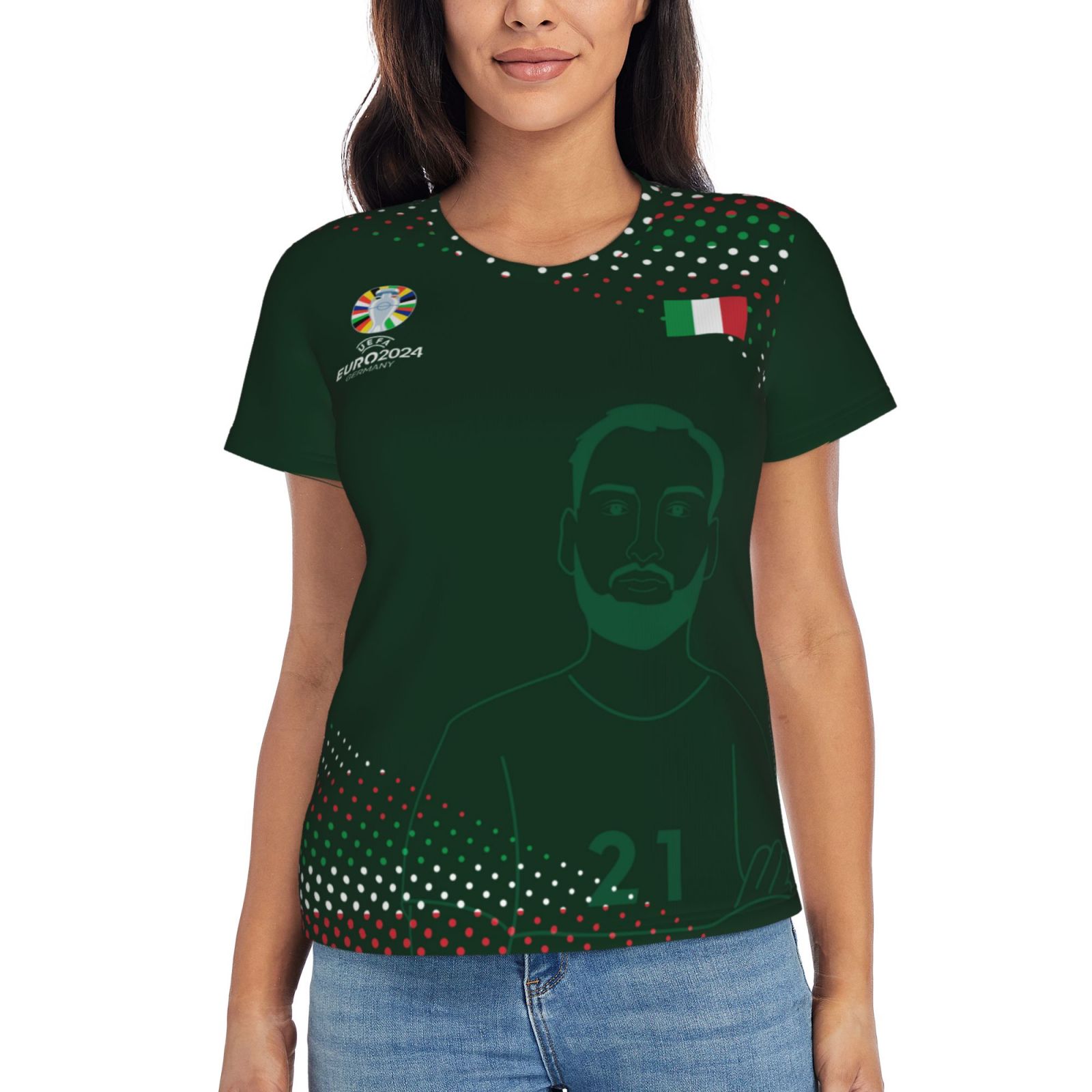 Women's Italy EURO 2024 Short Sleeve T-Shirt WST1744 - Soccerfana