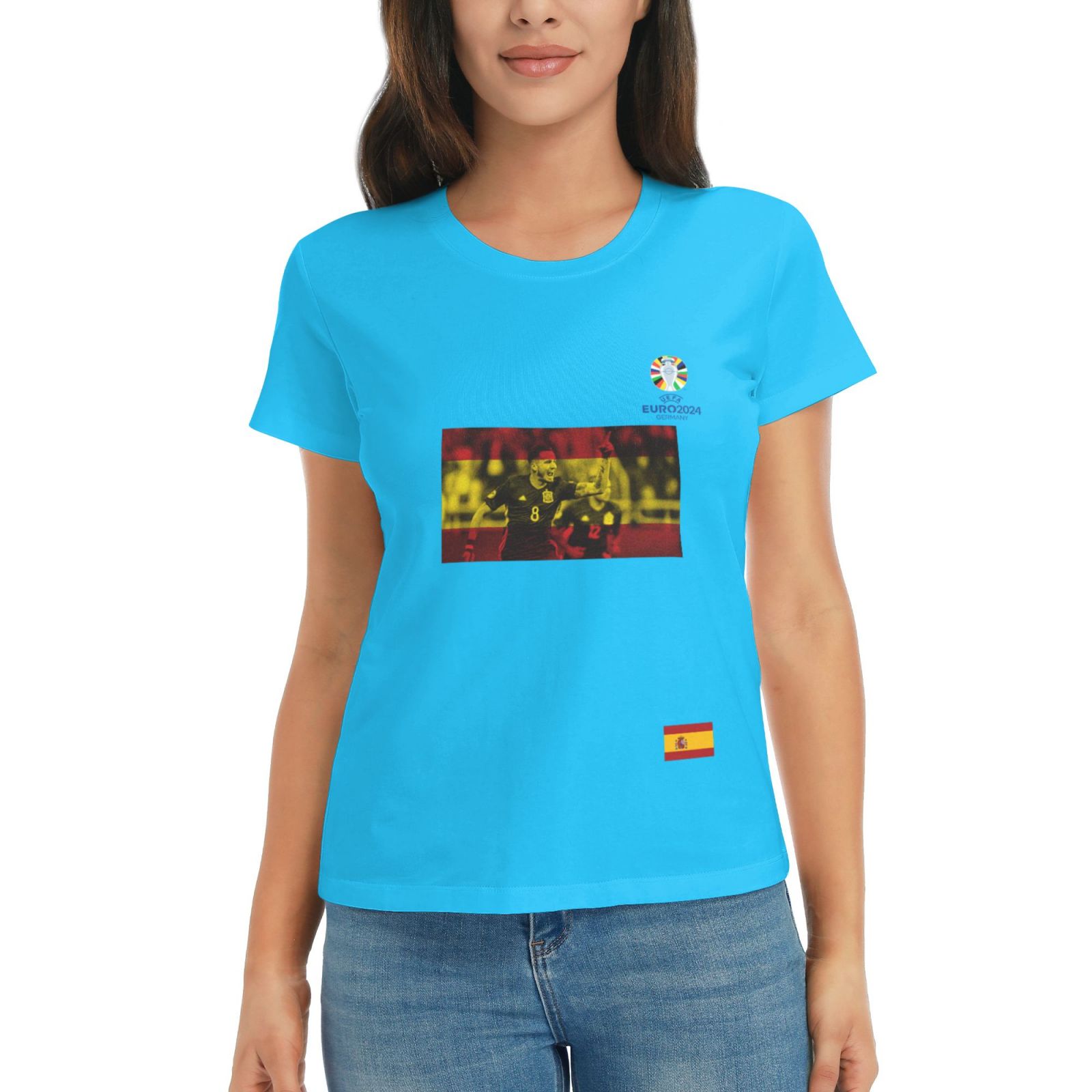 Women's Spain EURO 2024 Basic Short Sleeve T-Shirt WBT1740 - Soccerfana
