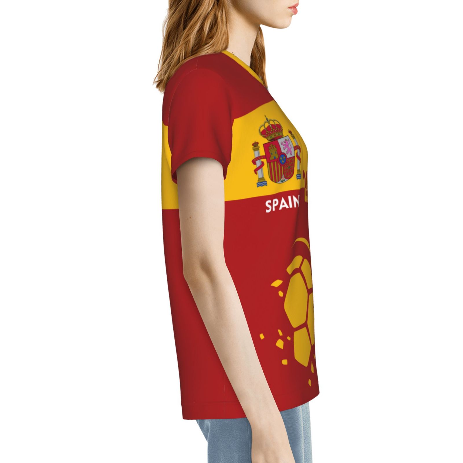 Women's Spain EURO 2024 Short Sleeve T-Shirt WST1686 - Soccerfana