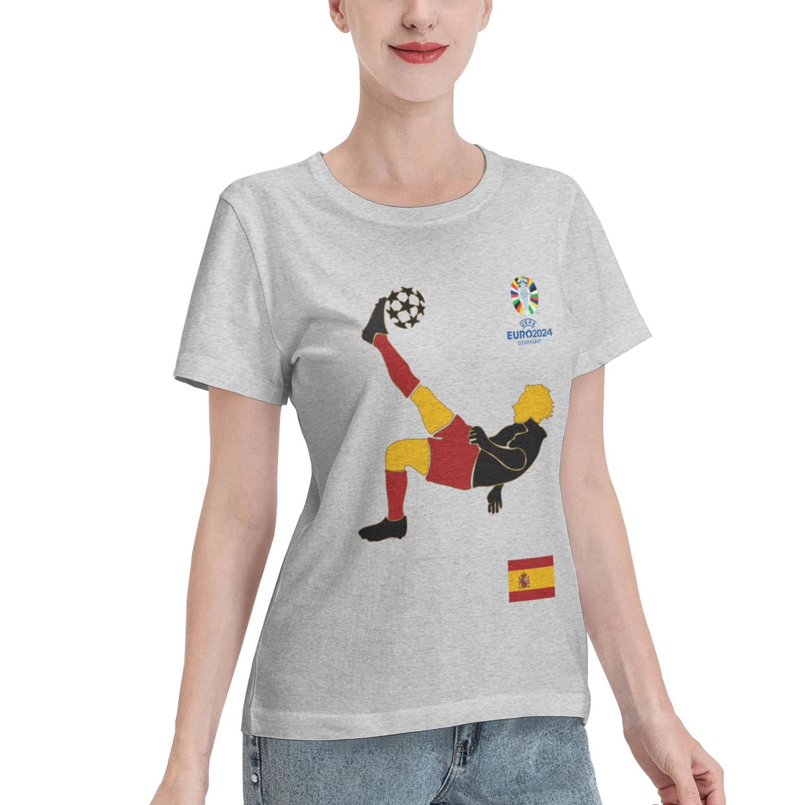 Women's Spain EURO 2024 Basic Short Sleeve T-Shirt WBT1725 - Soccerfana