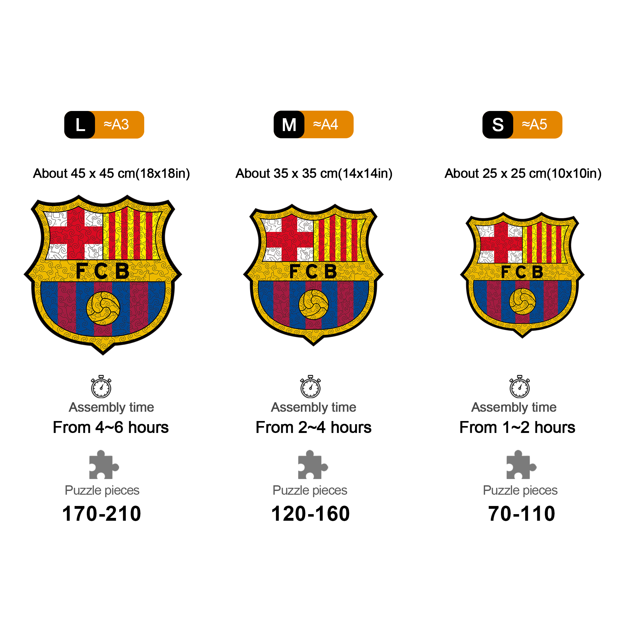 Barcelona Logo Wooden Jigsaw Puzzle - Soccerfana