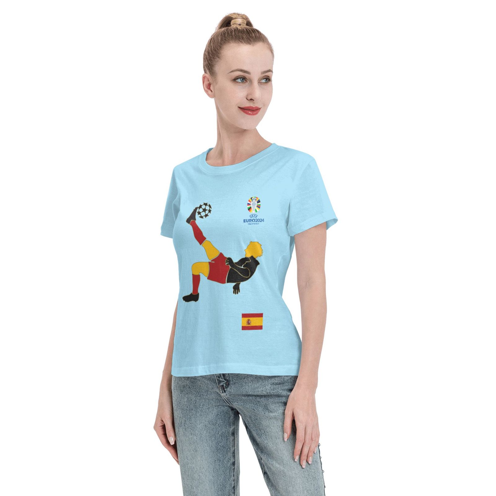 Women's Spain EURO 2024 Basic Short Sleeve T-Shirt WBT1725 - Soccerfana