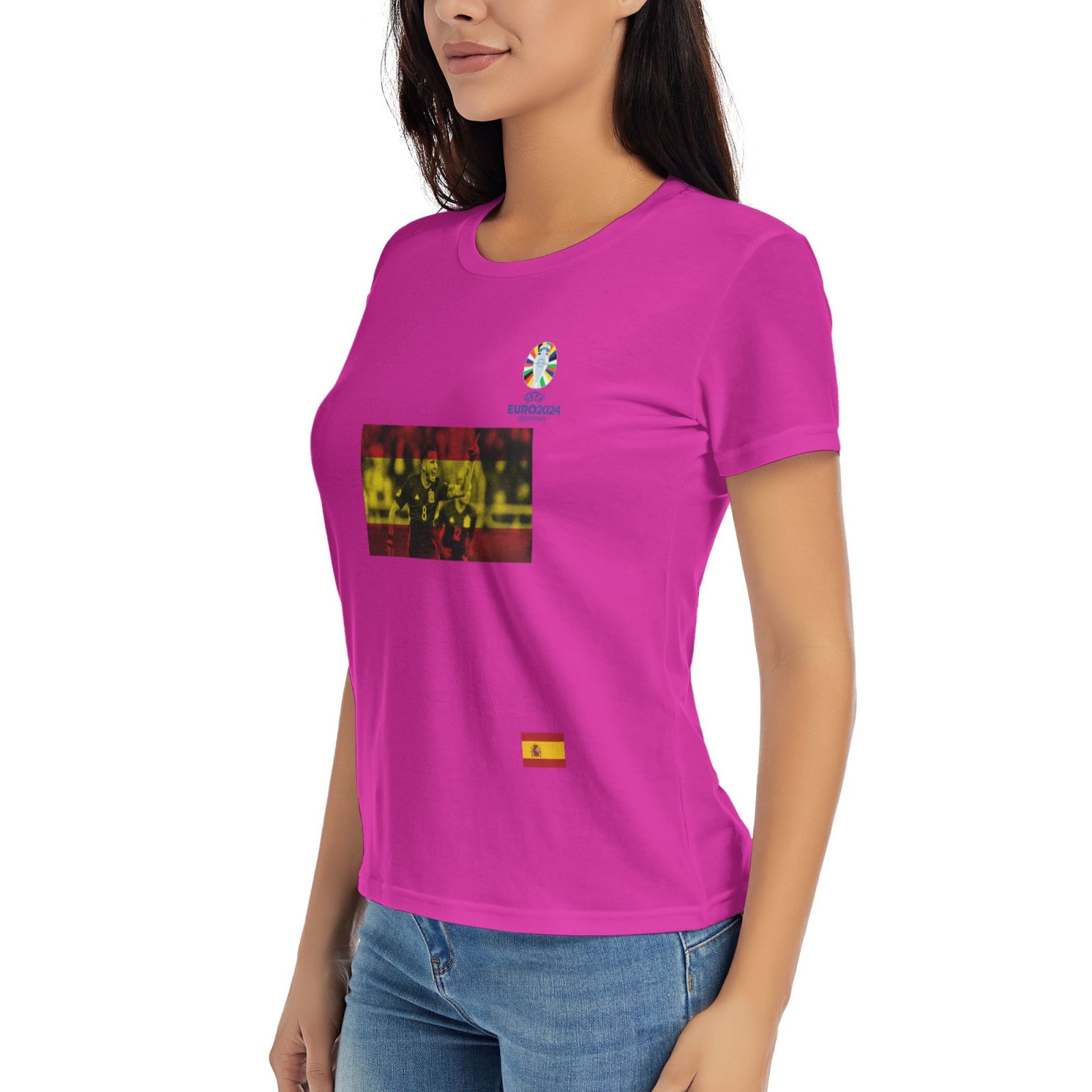 Women's Spain EURO 2024 Basic Short Sleeve T-Shirt WBT1740 - Soccerfana