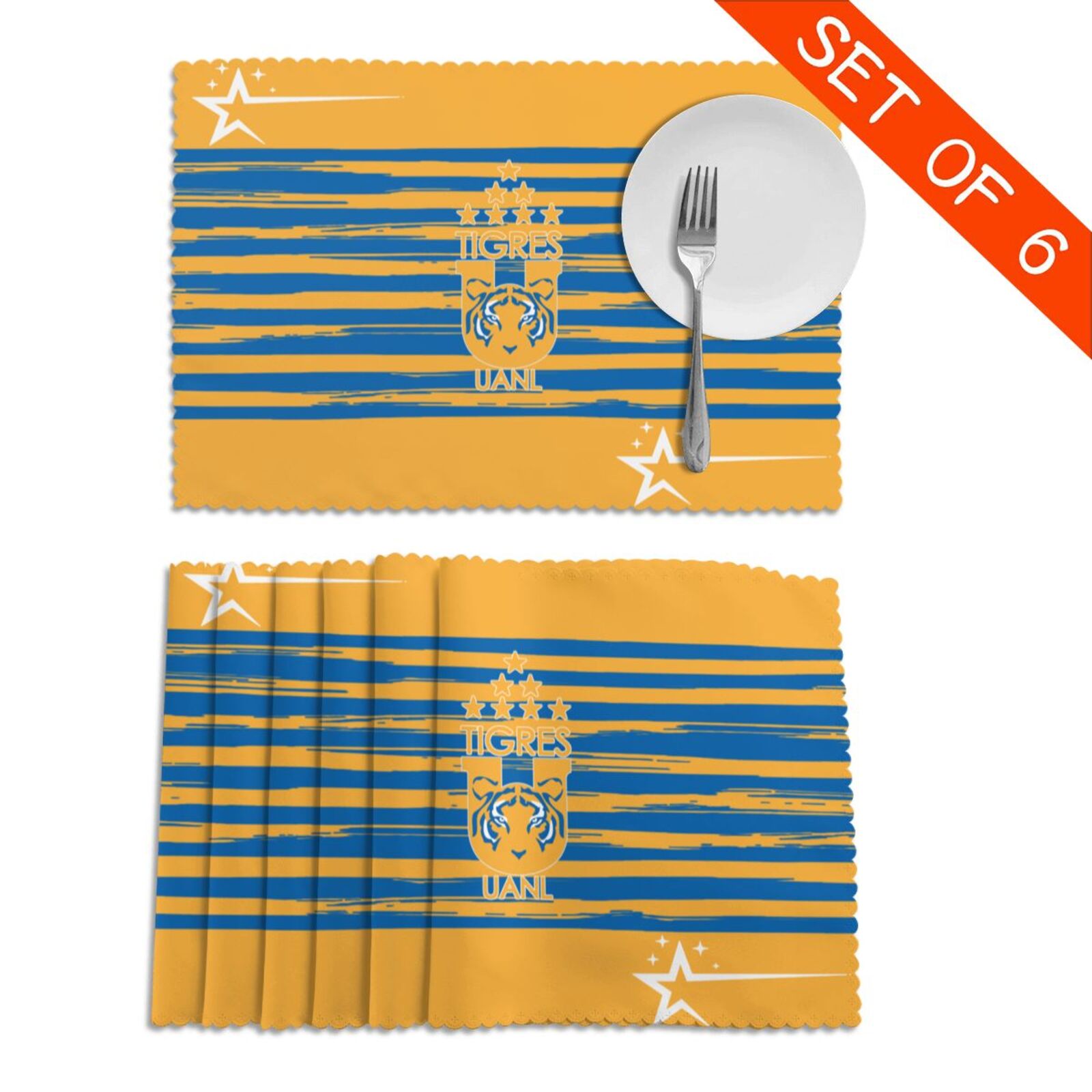 Tigres UANL Placemat Set Of 6 PFD2261 - Soccerfana