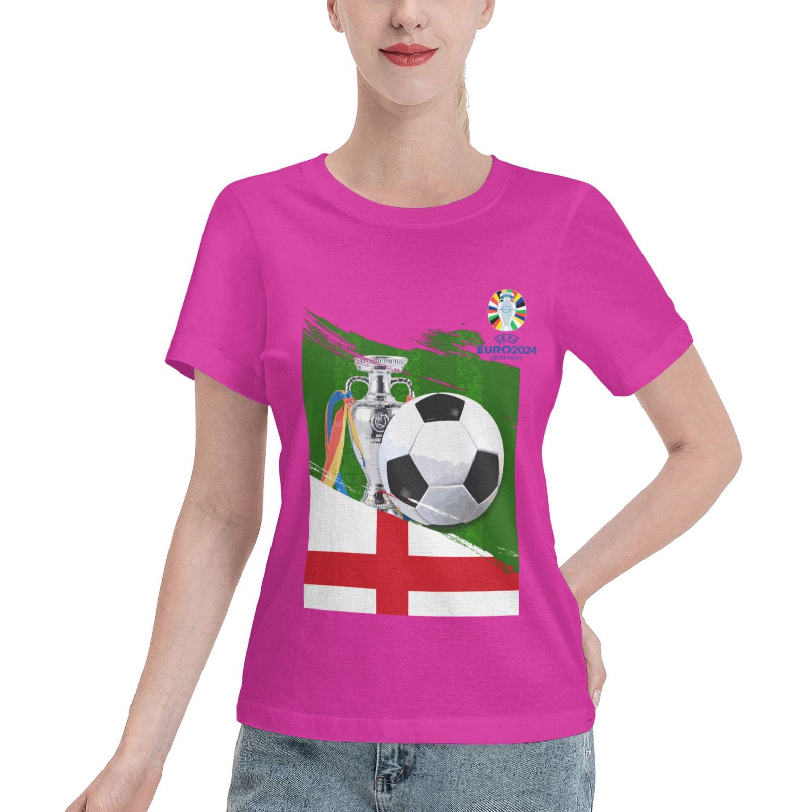 Women's England EURO 2024 Basic Short Sleeve T-Shirt WBT1682 - Soccerfana