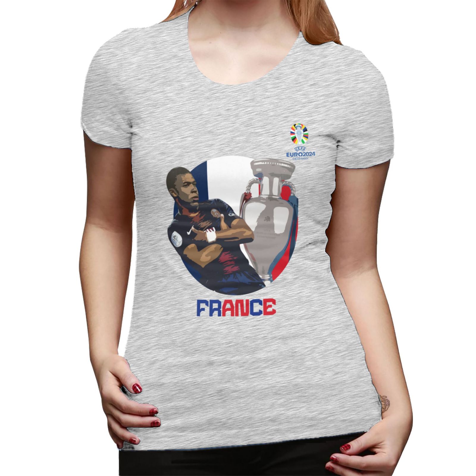 Women's France EURO 2024 Basic Short Sleeve T-Shirt WBT1730 - Soccerfana