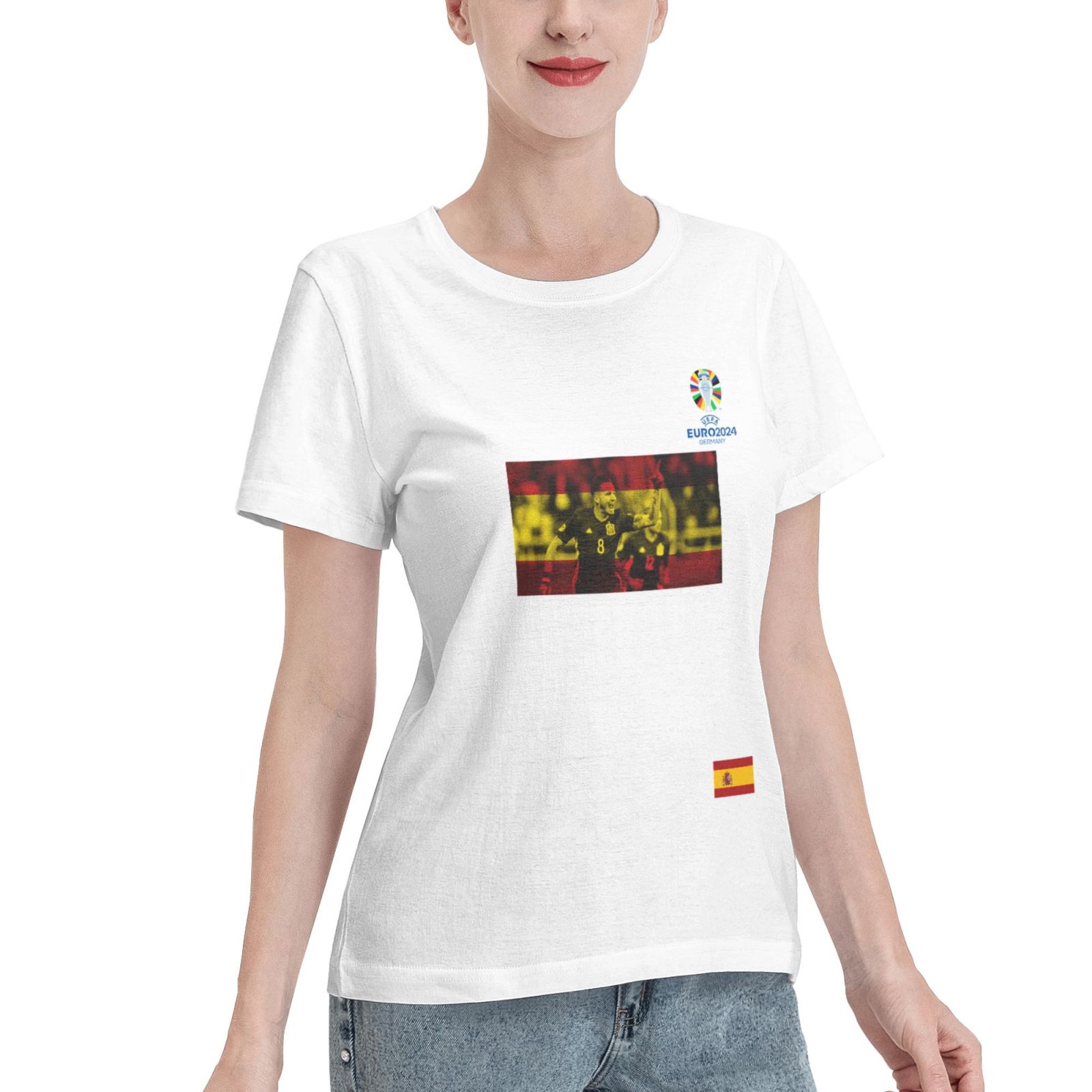 Women's Spain EURO 2024 Basic Short Sleeve T-Shirt WBT1740 - Soccerfana