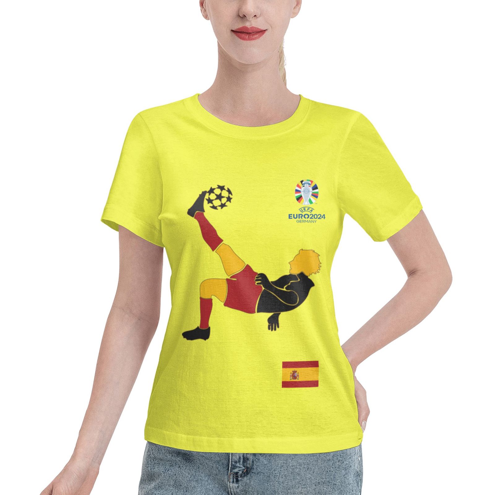 Women's Spain EURO 2024 Basic Short Sleeve T-Shirt WBT1725 - Soccerfana