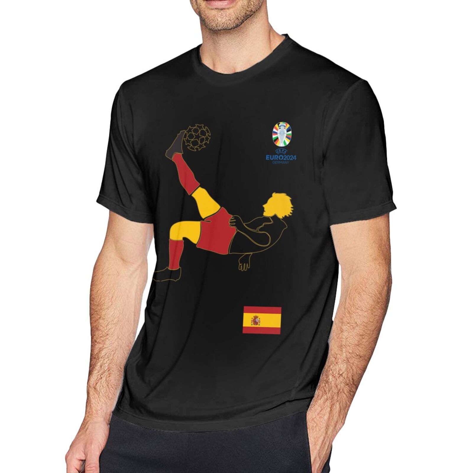 Men's Spain EURO 2024 Basic Short Sleeve T-Shirt BST1724 - Soccerfana