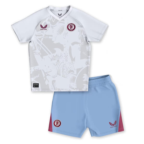 Kid's Aston Villa Away Jersey+Shorts 23/24 - Soccerfana