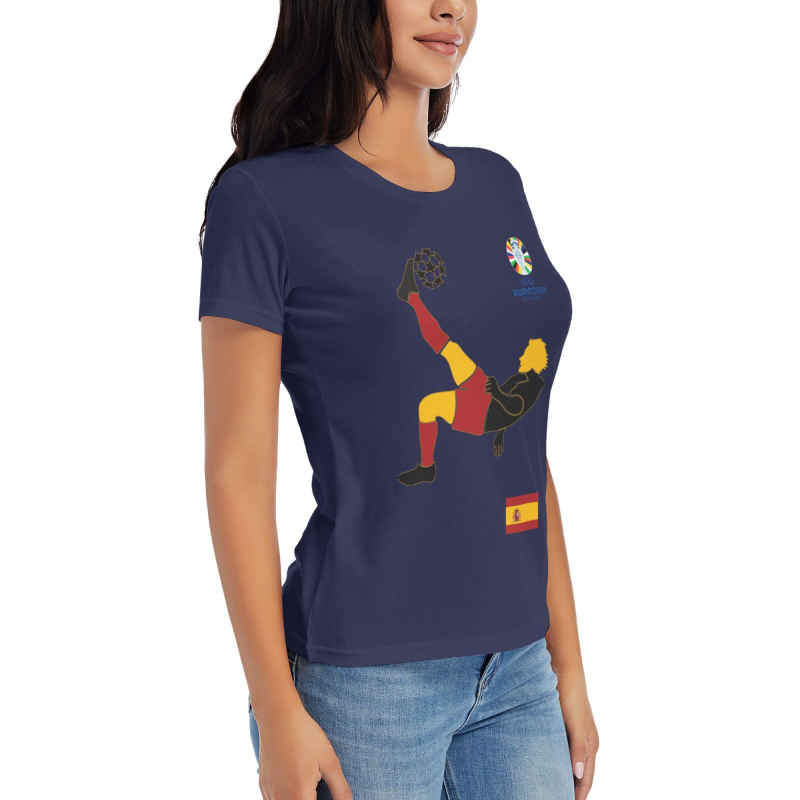 Women's Spain EURO 2024 Basic Short Sleeve T-Shirt WBT1725 - Soccerfana